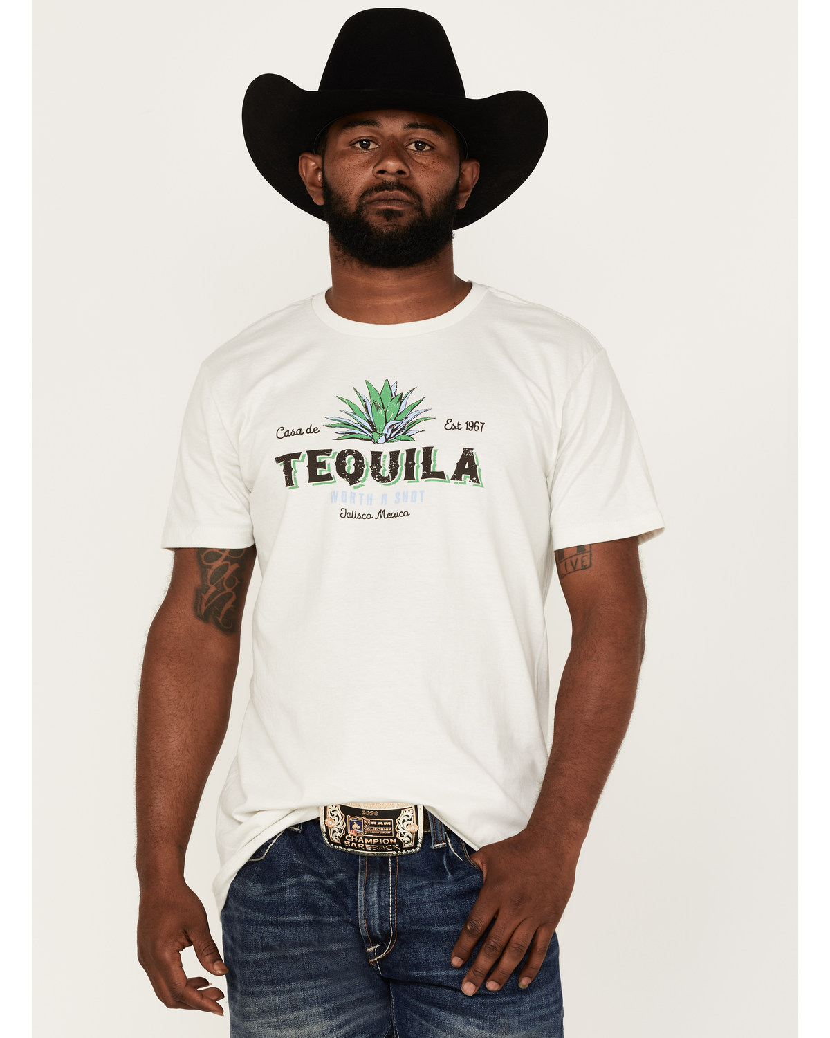 Cody James Men's Tequila Shot Ivory Graphic Short Sleeve T-Shirt