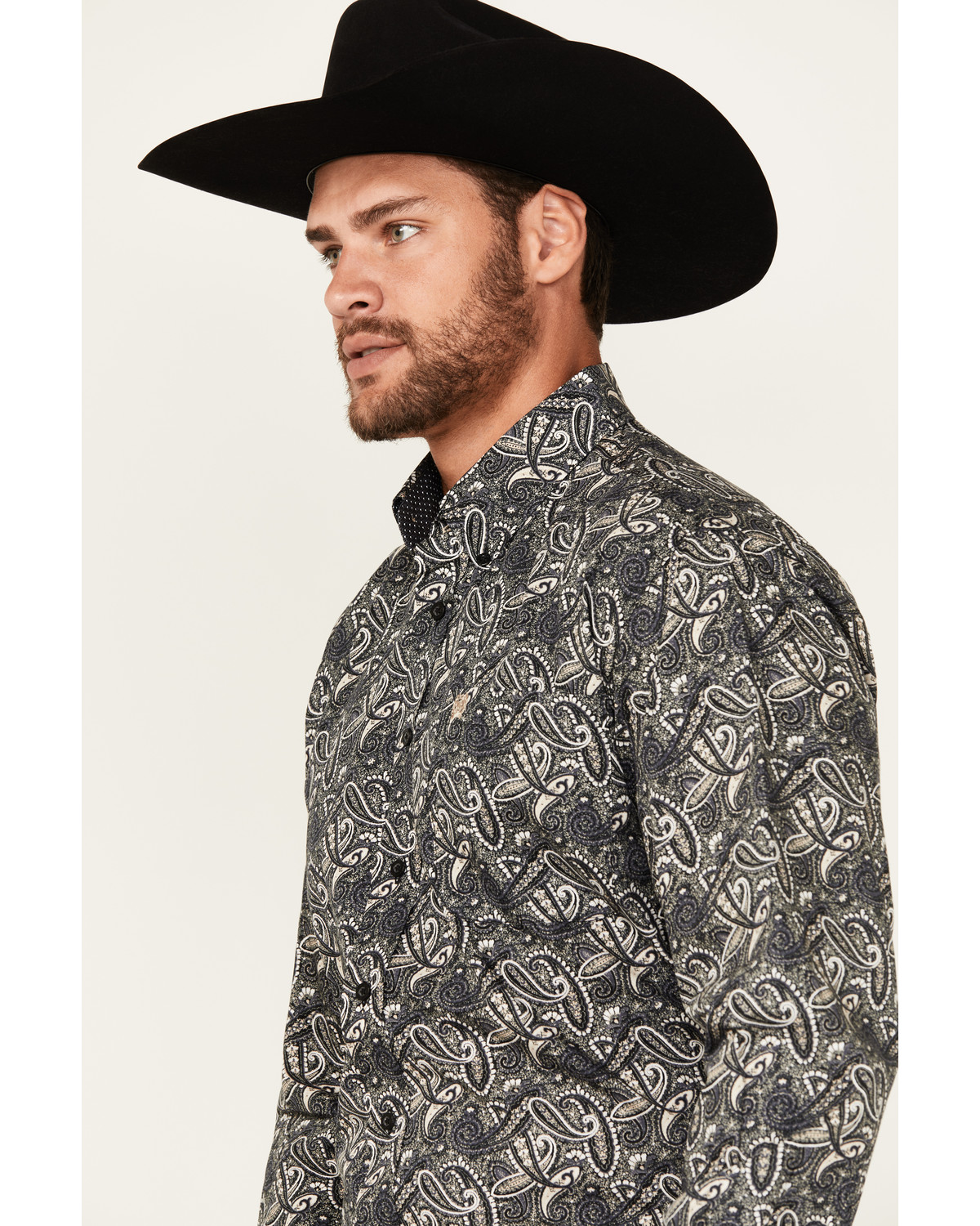 Cinch Men's Paisley Print Long Sleeve Button-Down Western Shirt