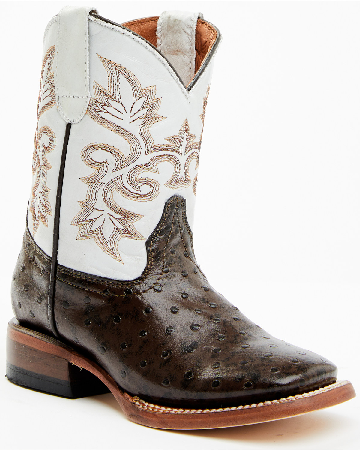 Tanner Mark Boys' Ostrich Print Western Boots - Broad Square Toe