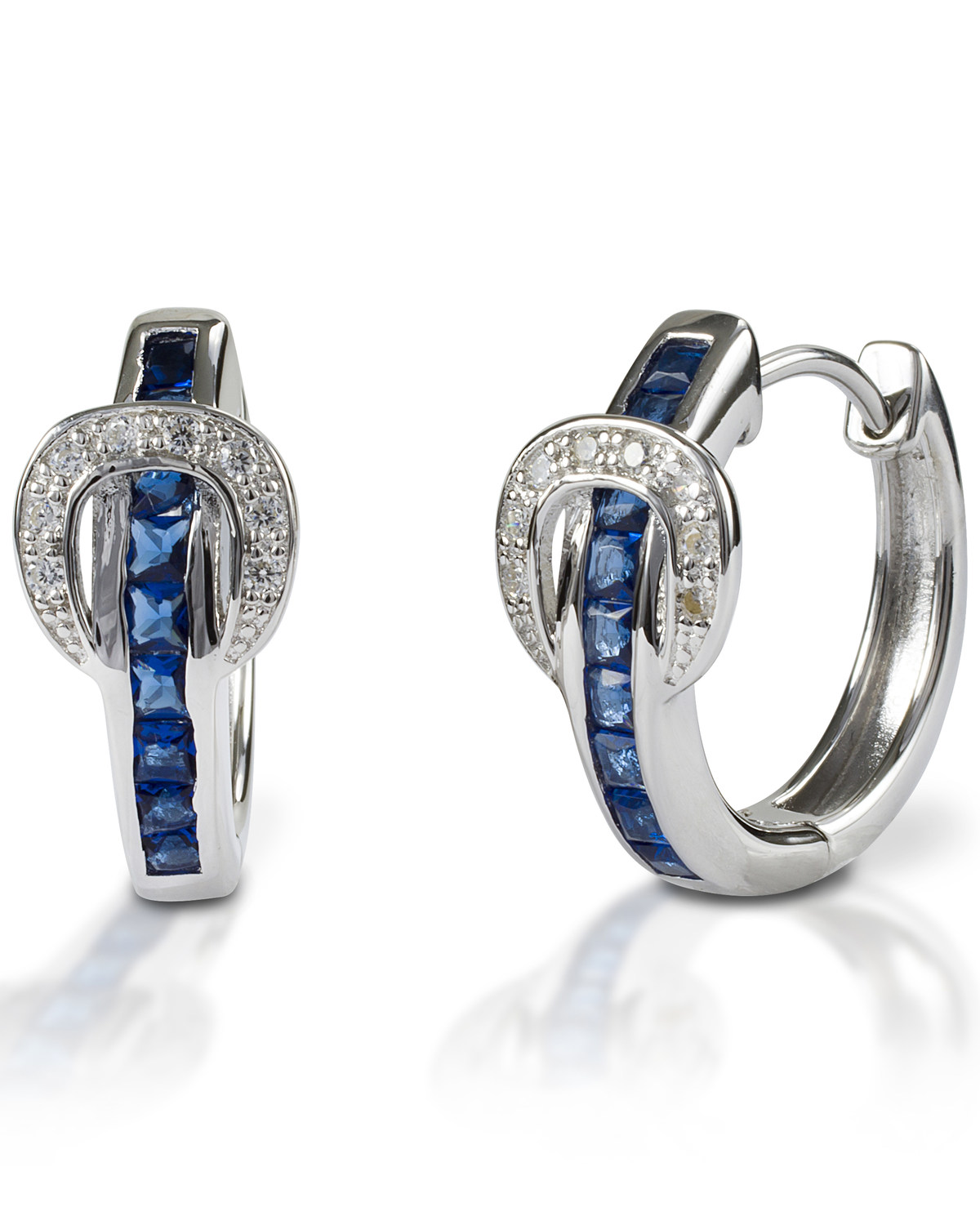 Kelly Herd Women's Blue Contemporary Buckle Hoop Earrings