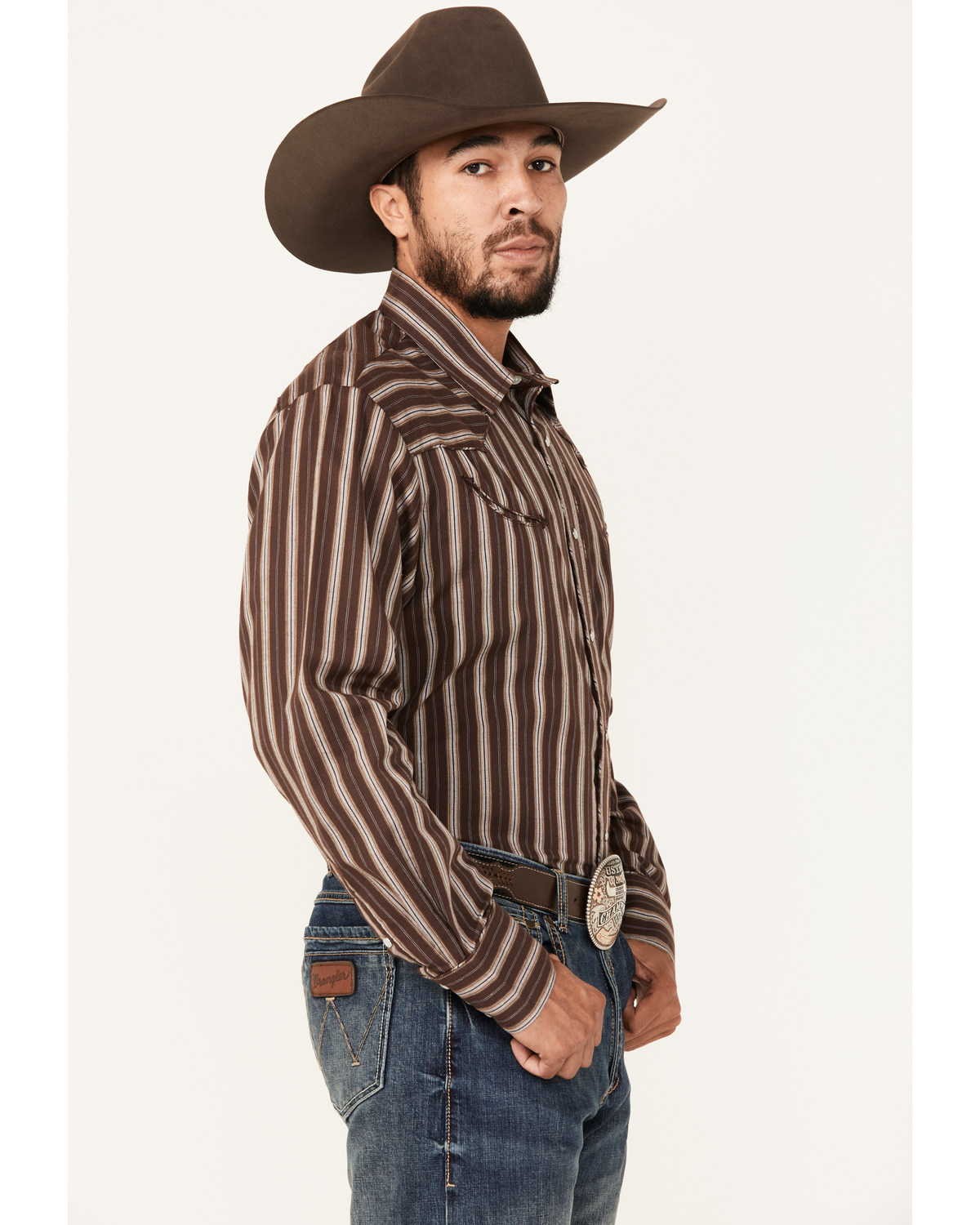 Roper Men's Striped Print Long Sleeve Pearl Snap Western Shirt