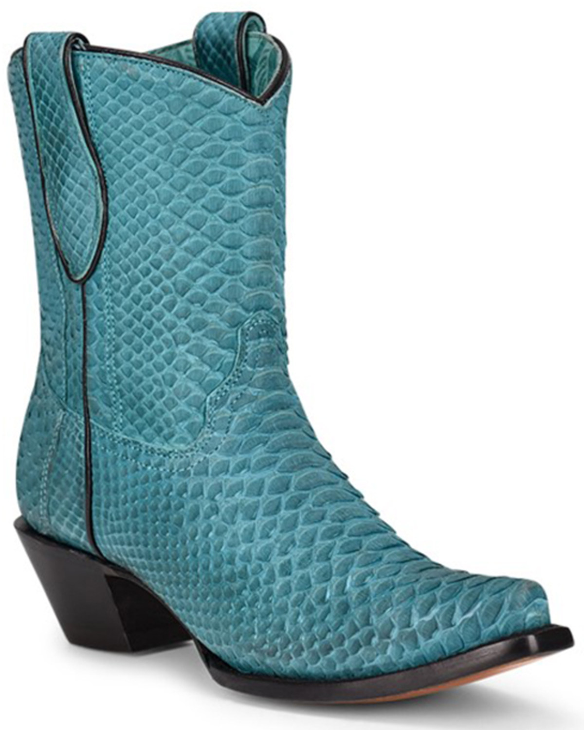 Corral Women's Turquoise Exotic Python Skin Western Boots - Snip Toe