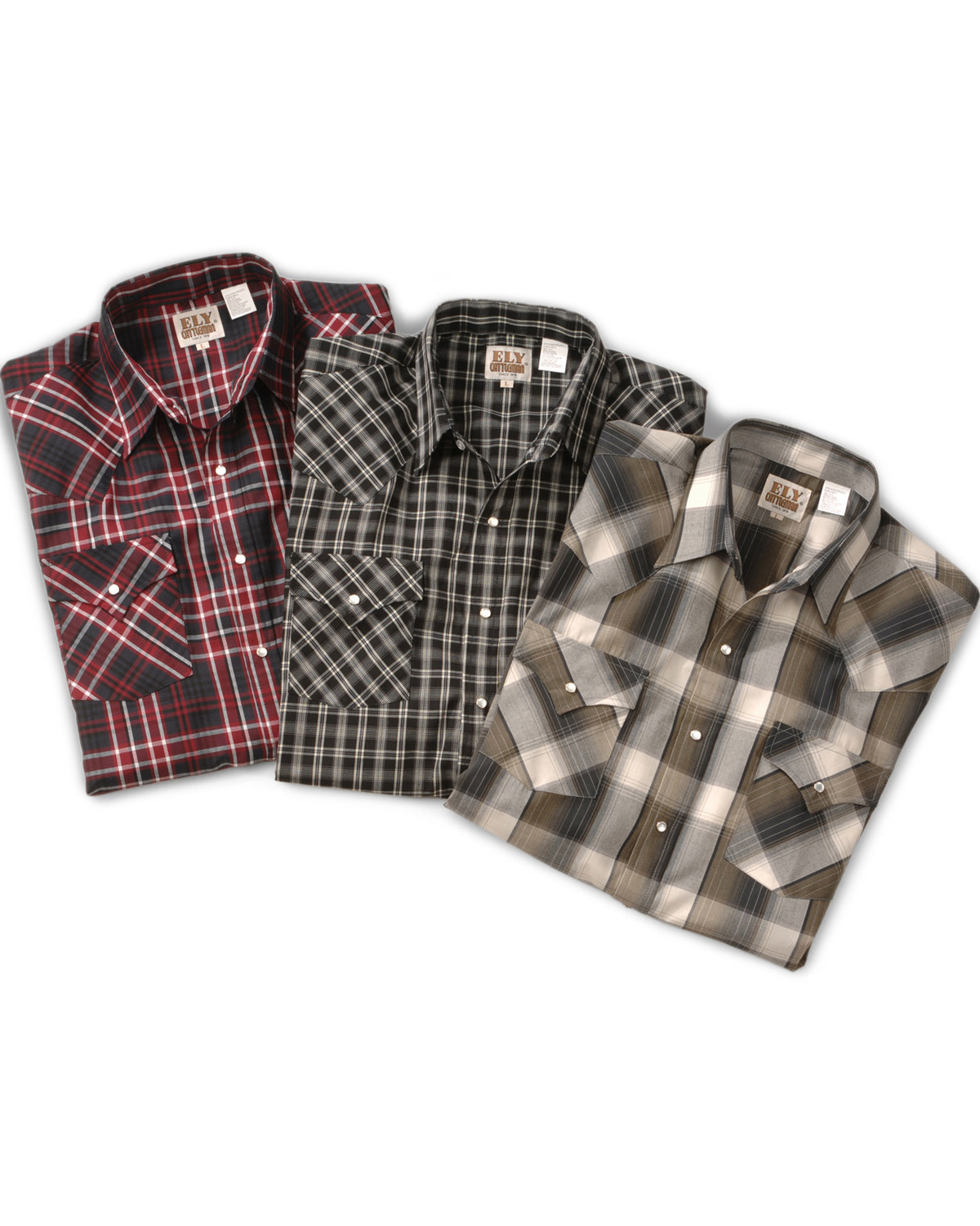 Ely Walker Men's Assorted Plaid or Stripe Short Sleeve Western Shirt - Big & Tall