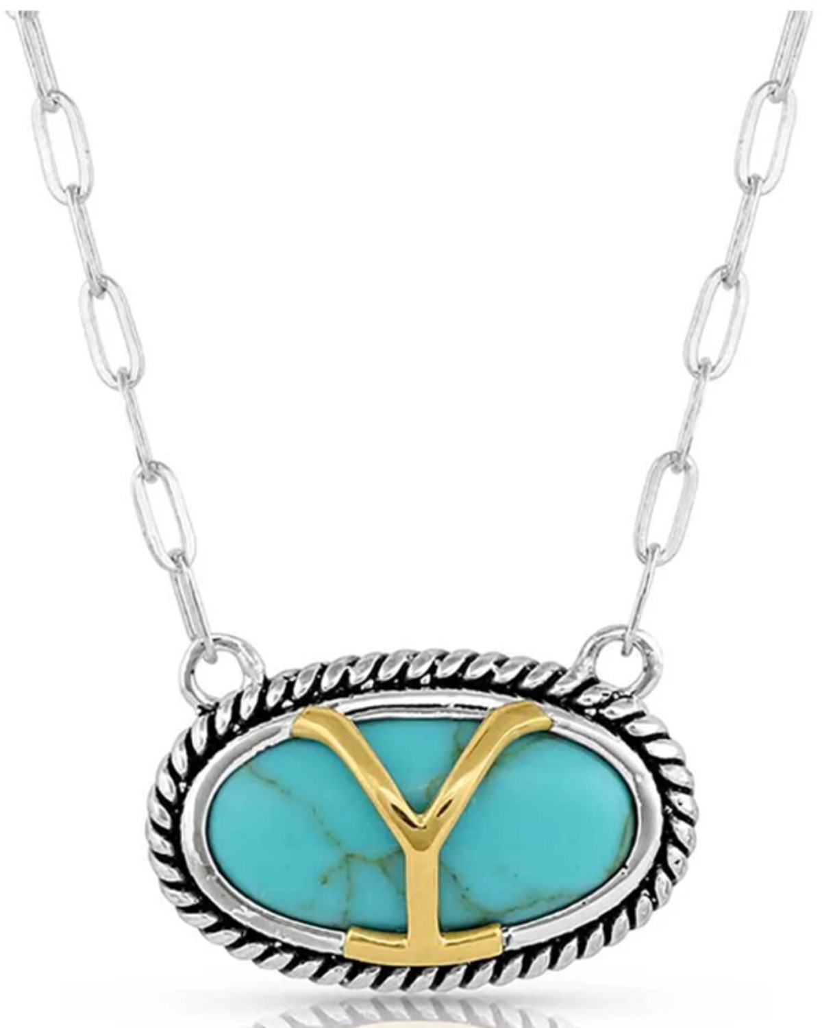 Montana Silversmiths Women's Yellowstone Brand Oval Turquoise Necklace