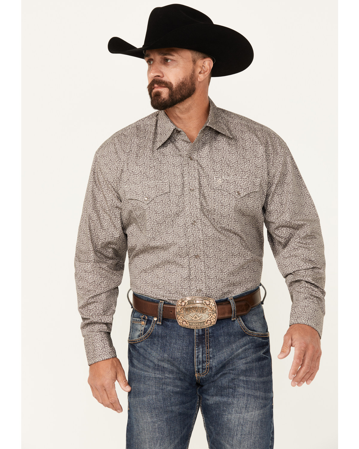 Stetson Men's Floral Print Long Sleeve Snap Western Shirt