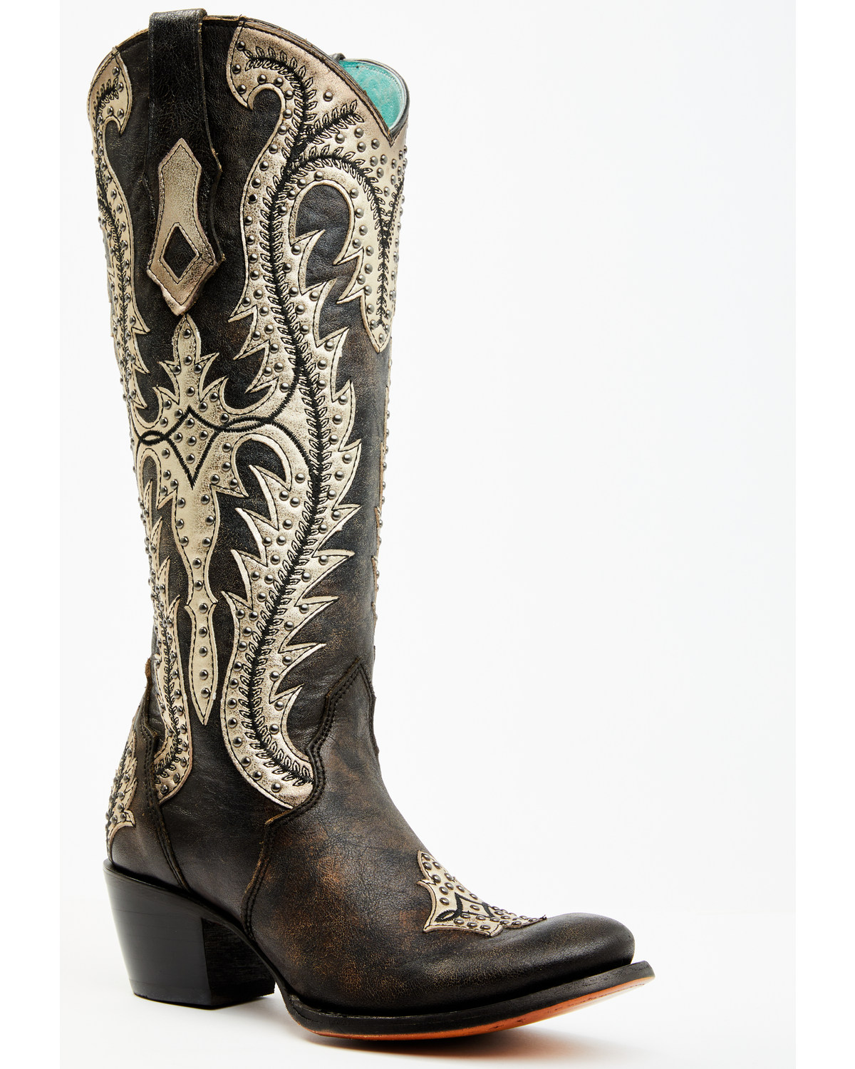 Corral Women's Studded Overlay Western Boots - Round Toe