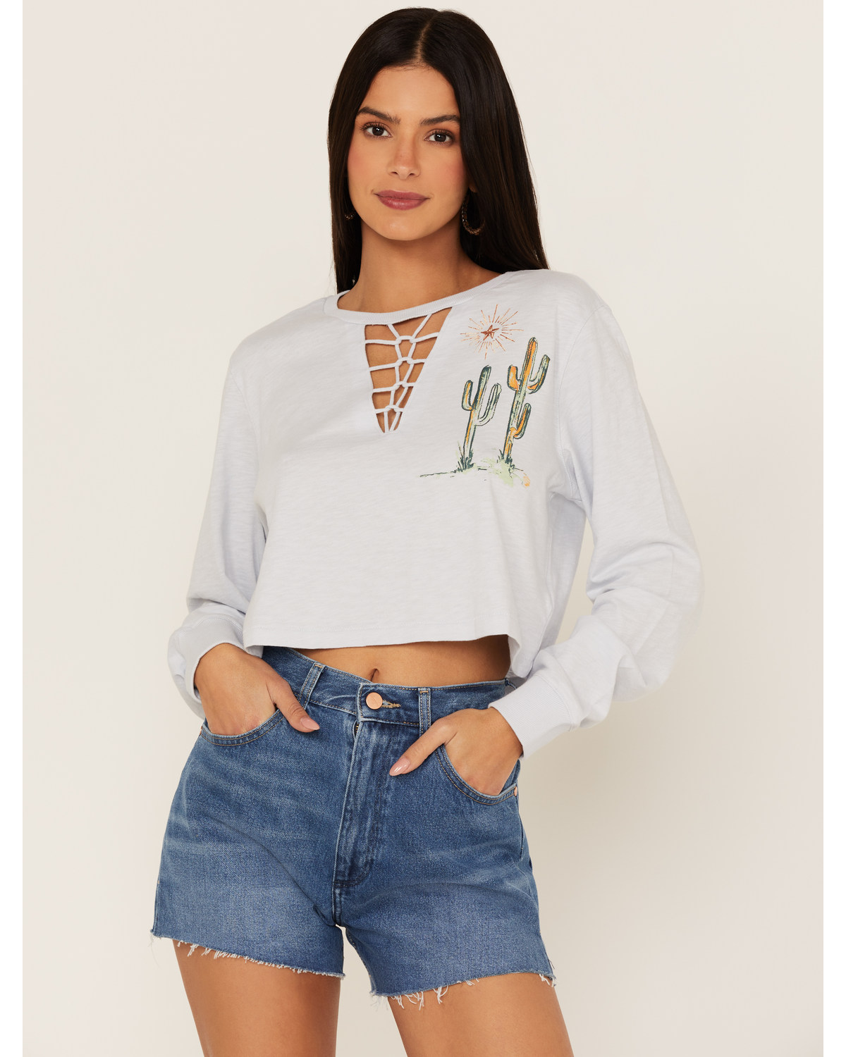 Shyanne Women's Keyhole Desert Graphic Long Sleeve Shirt