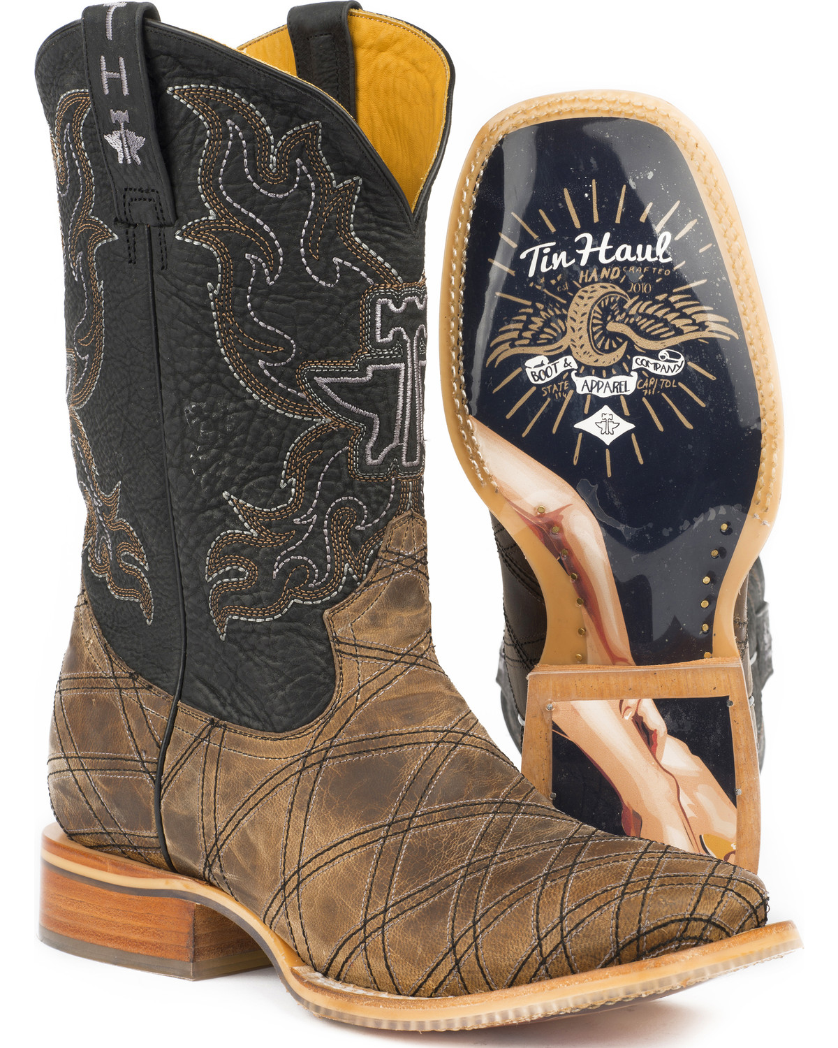 Tin Haul Men's What's Your Angle Cowboy Boots Square Toe Boot Barn