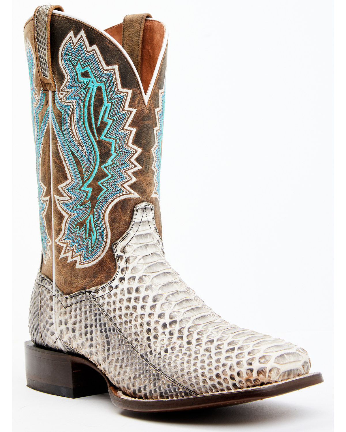 Dan Post Men's Natural Back Cut Python Exotic Western Boots - Broad Square Toe