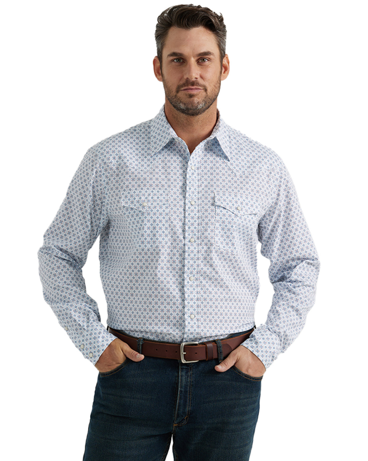 Wrangler 20X Men's Geo Print Long Sleeve Snap Stretch Western Shirt