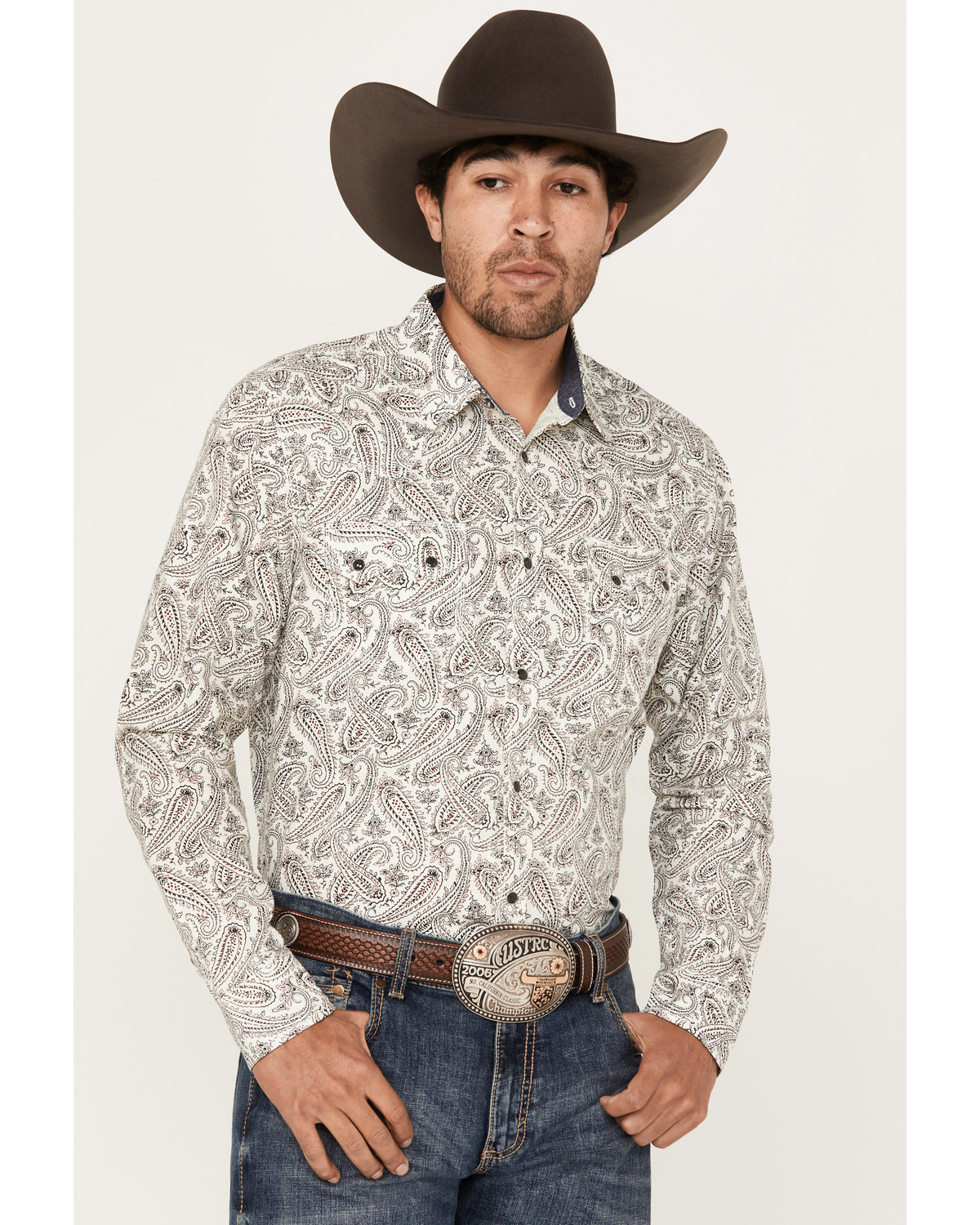 Moonshine Spirit Men's Goleta Paisley Print Long Sleeve Snap Western Shirt