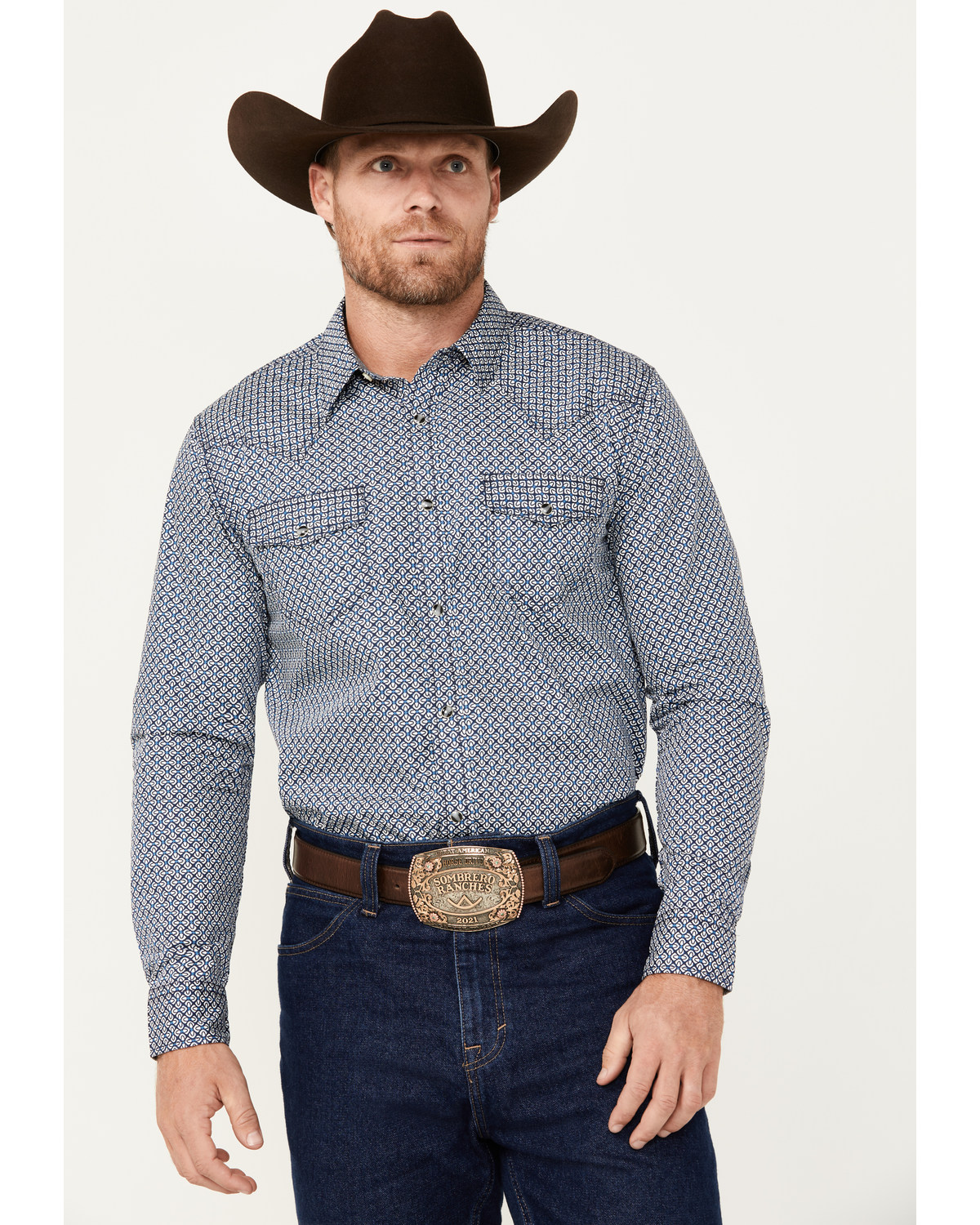 Cody James Men's Reride Geo Print Long Sleeve Snap Western Shirt