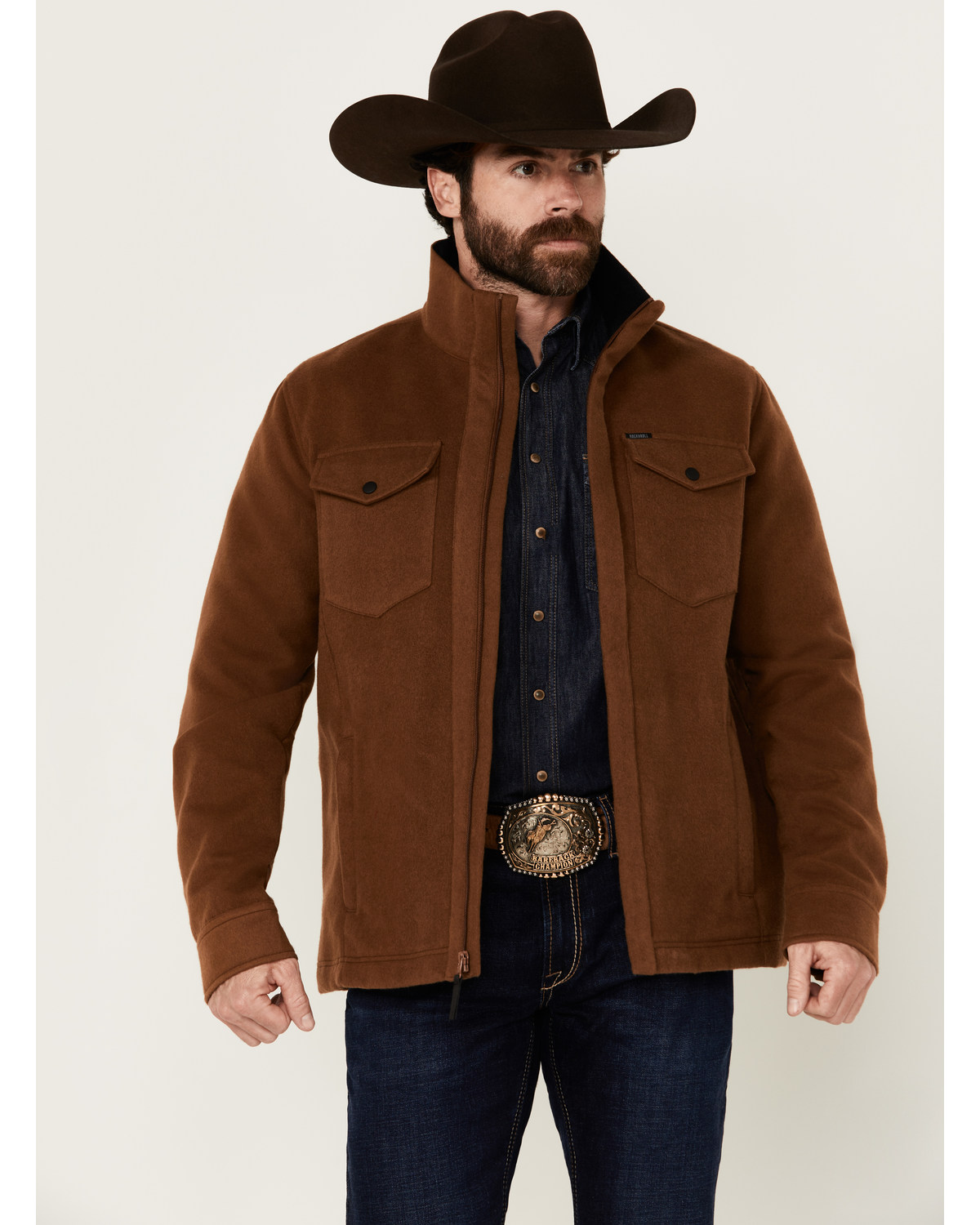 Rock & Roll Denim Men's Solid Twill Zip-Up Jacket