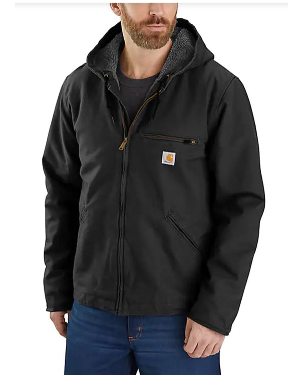 Carhartt Men's Washed Duck Sherpa Lined Hooded Work Jacket
