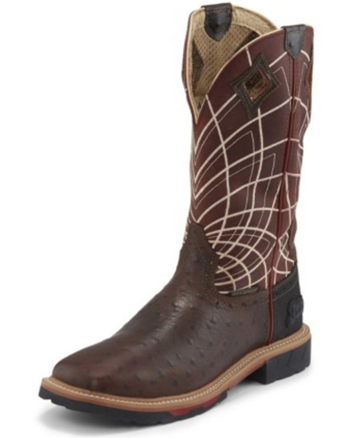justin ostrich work boots