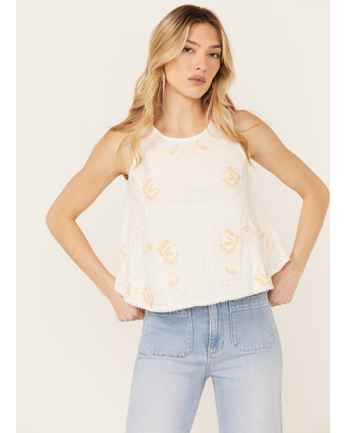 Free People Women's Fun and Flirty Embroidered Top