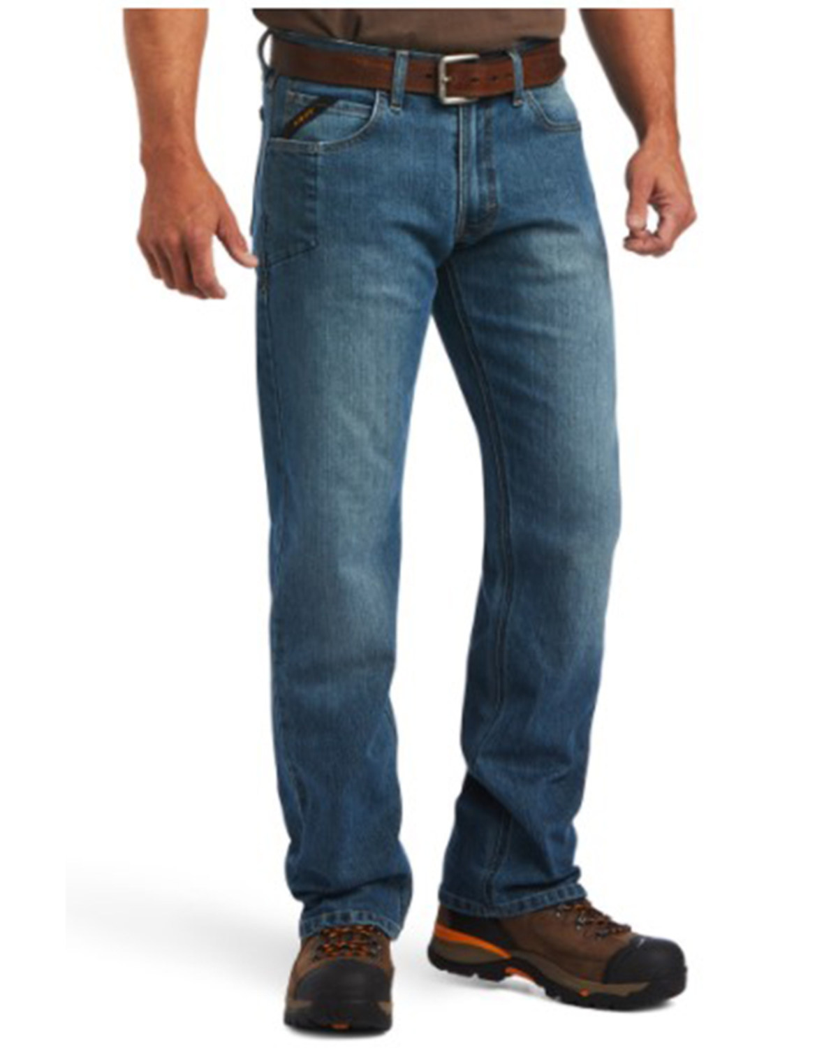 Ariat Men's Rebar M5 Edgewood Medium Wash Durastretch Basic Straight Leg Work Jeans