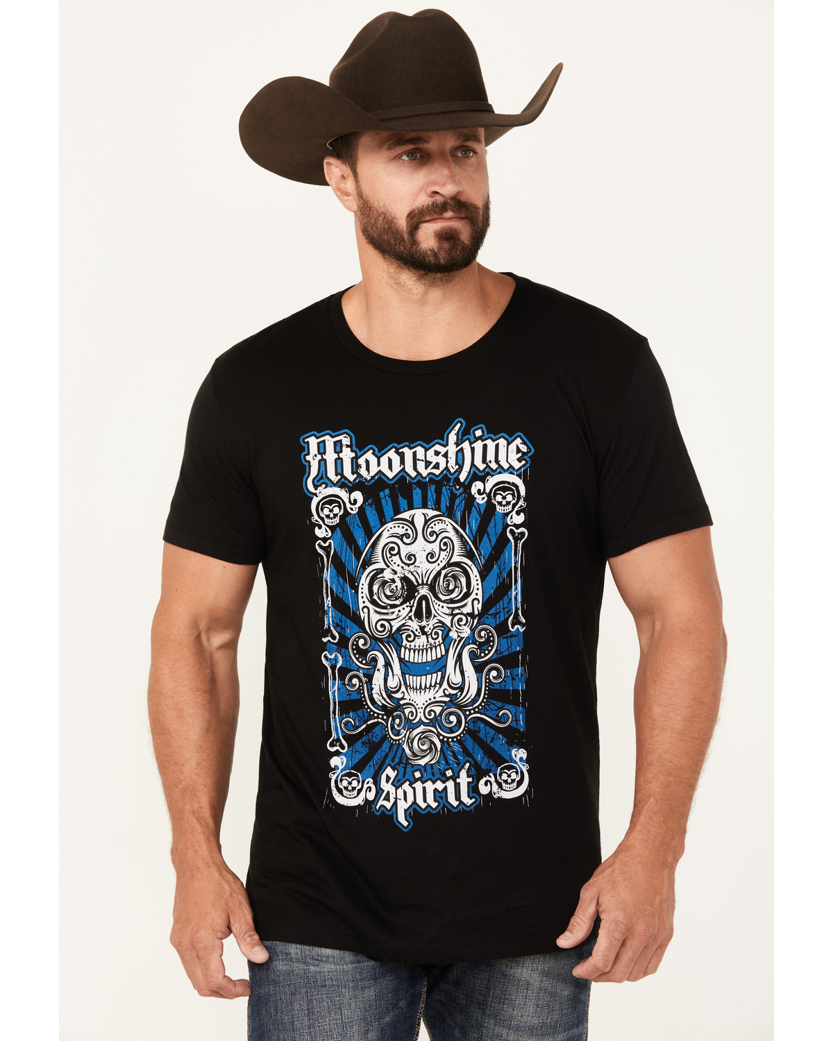 Moonshine Spirit Men's Skull Card Short Sleeve Graphic T-Shirt
