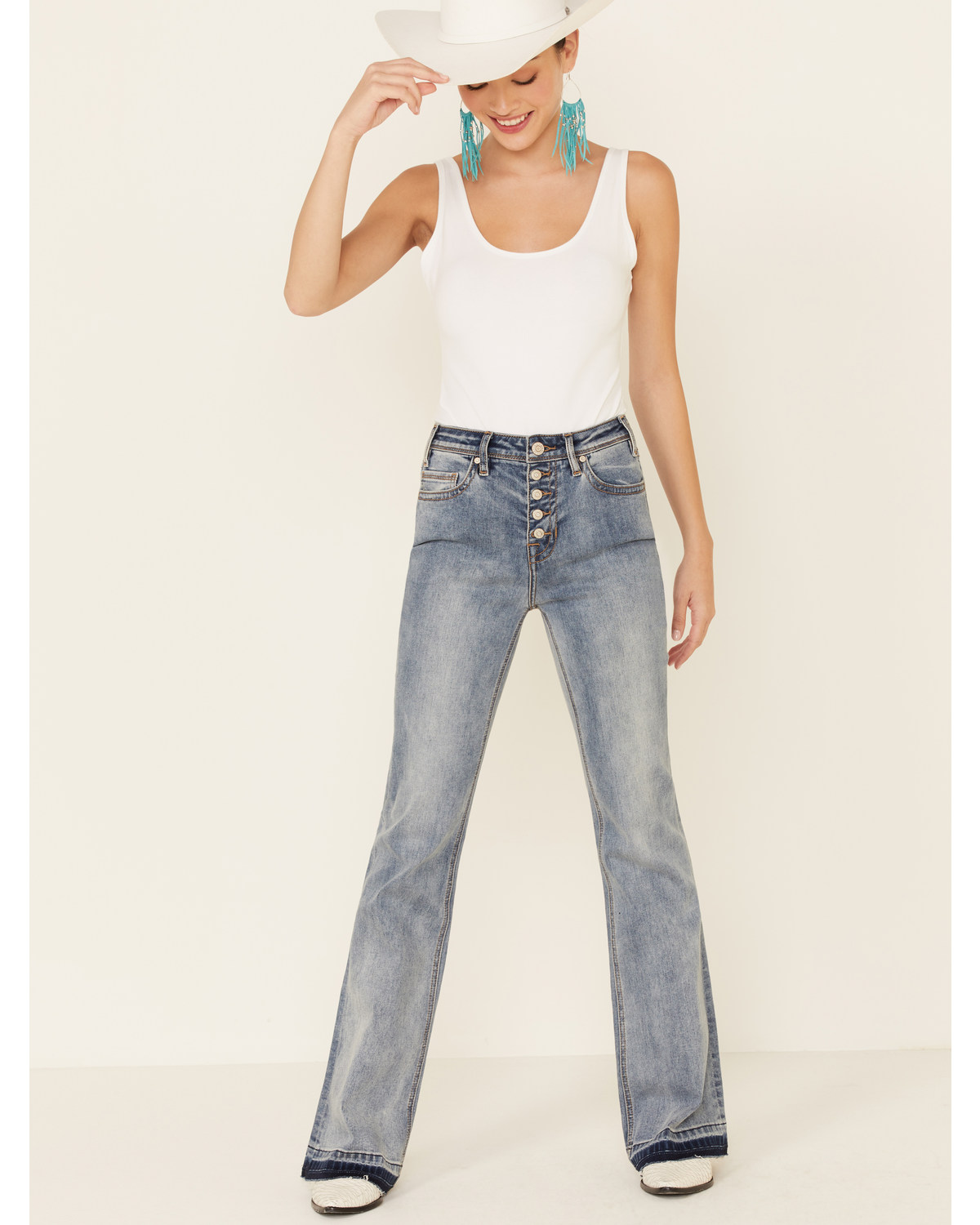 Rock & Roll Denim Women's Button Front Trouser Jeans