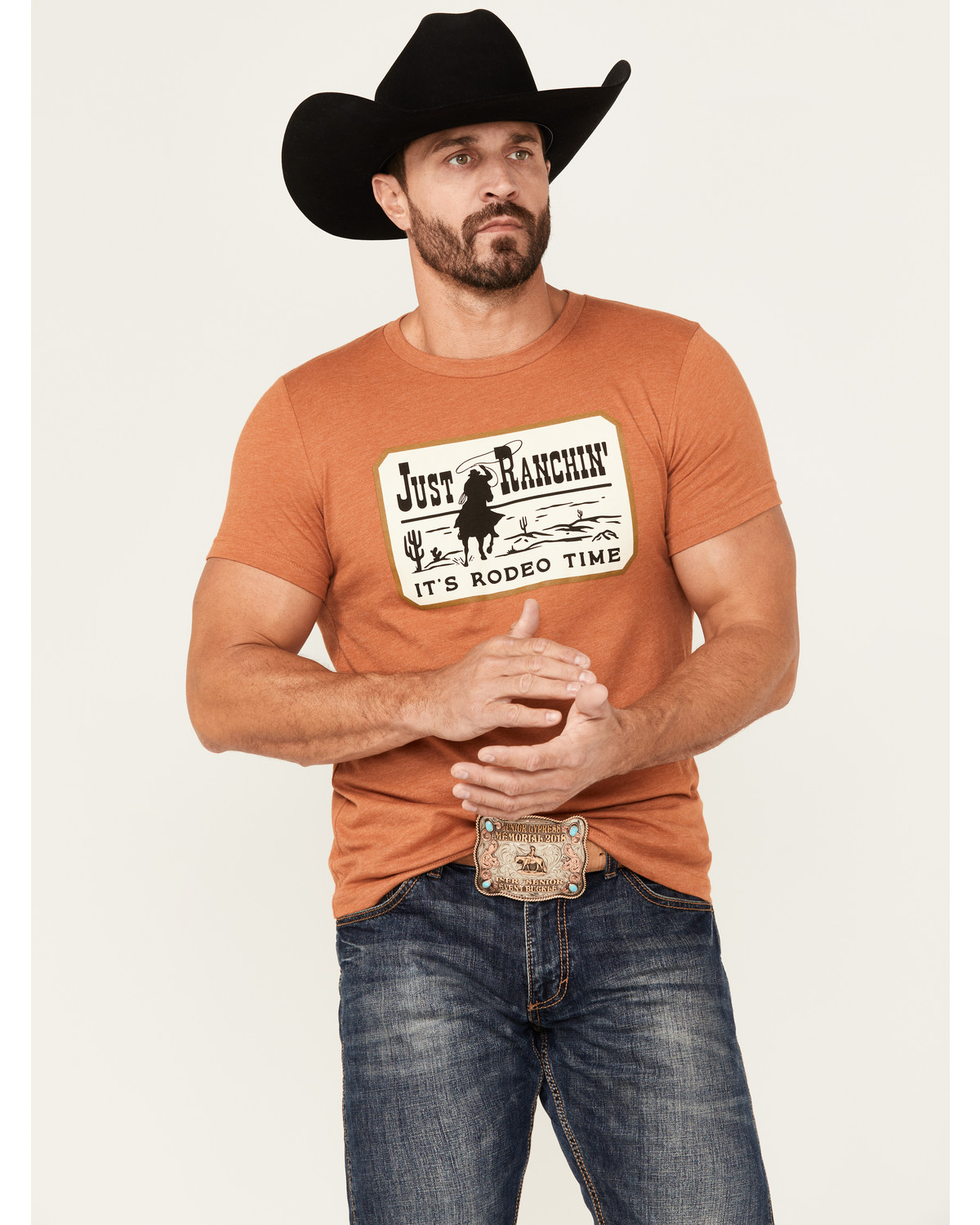Rodeo Time Men's Just Ranchin' Short Sleeve Graphic T-Shirt