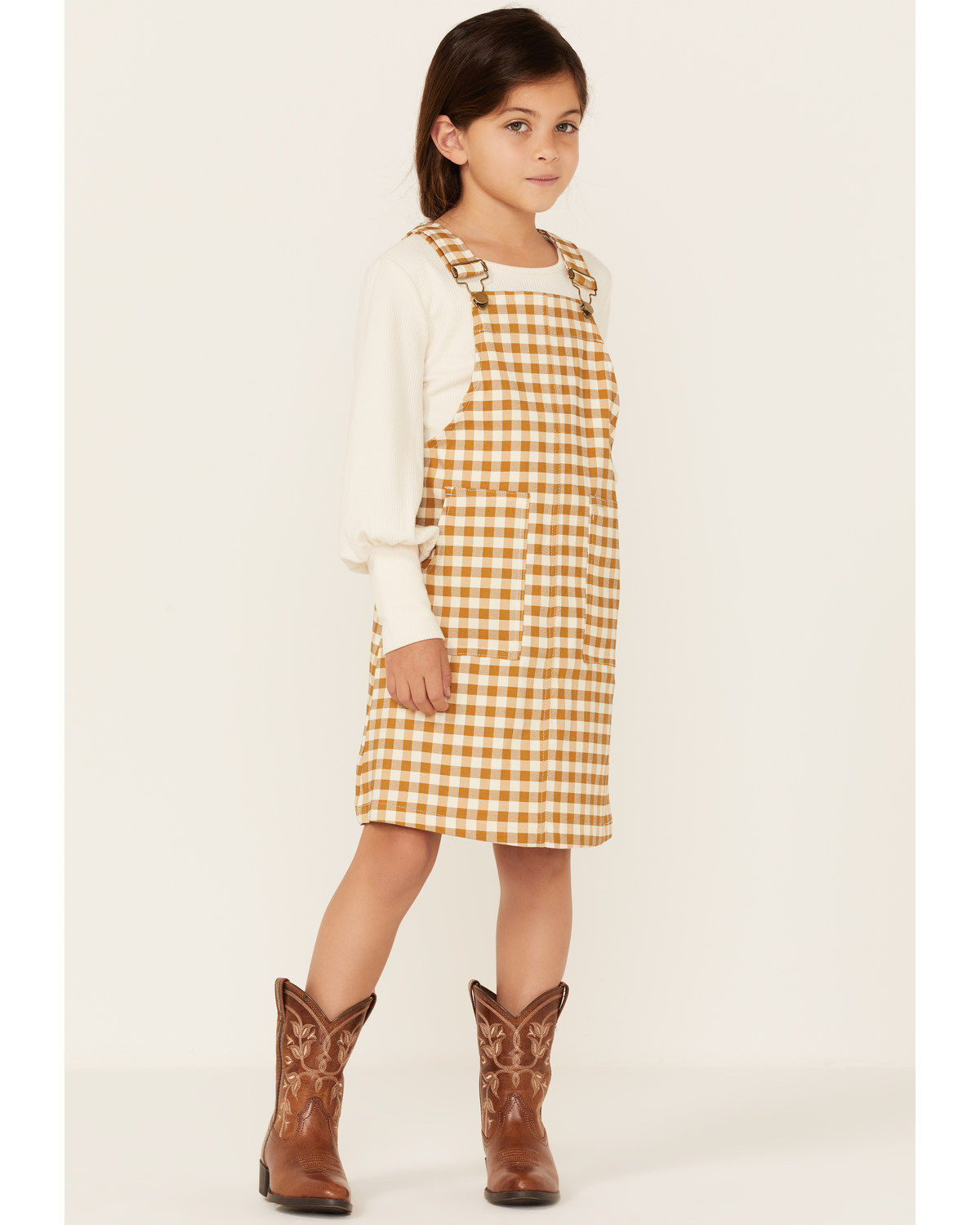 Hayden Girls' Checkered Overall Dress
