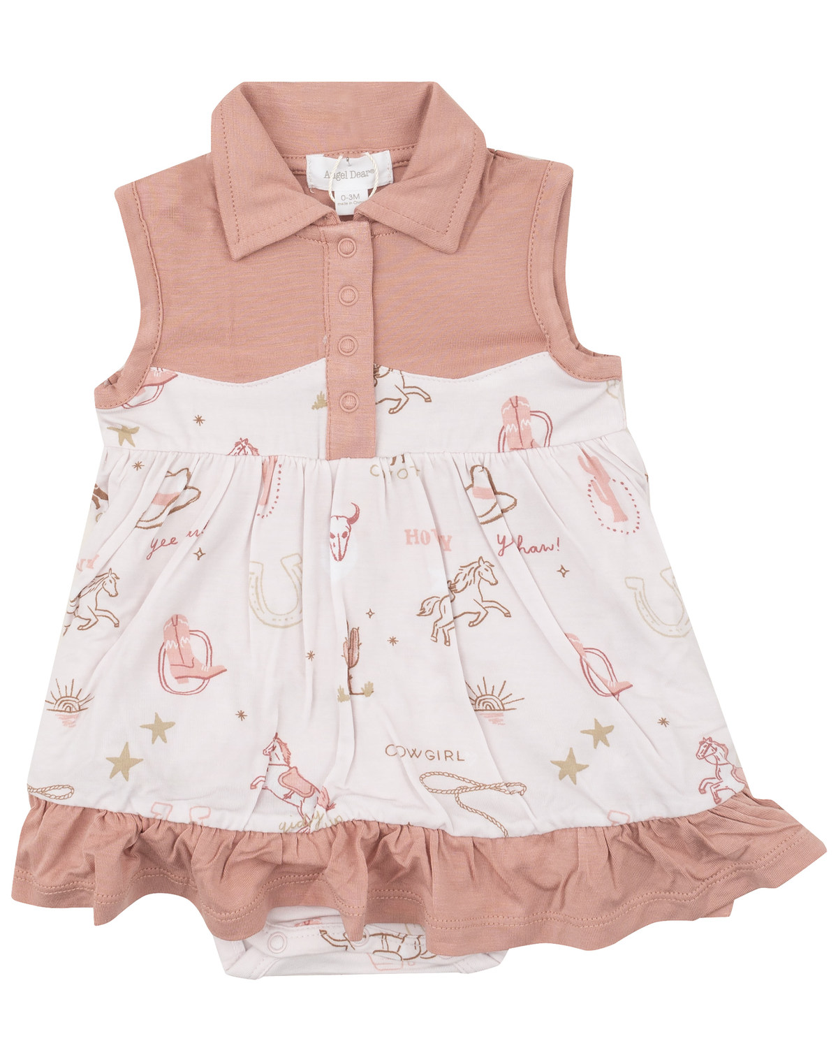 Angel Dear Infant Girls' Western Print Polo Onesie Dress