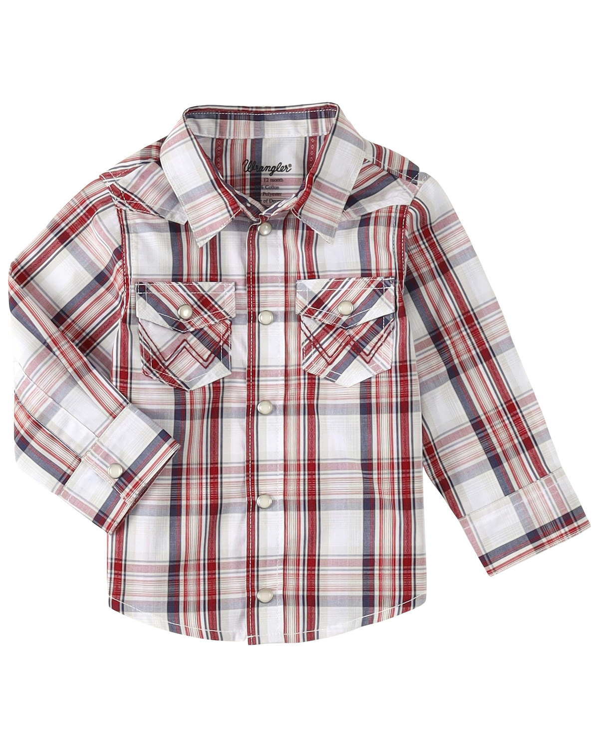Wrangler Infant Boys' Plaid Print Long Sleeve Pearl Snap Western Shirt