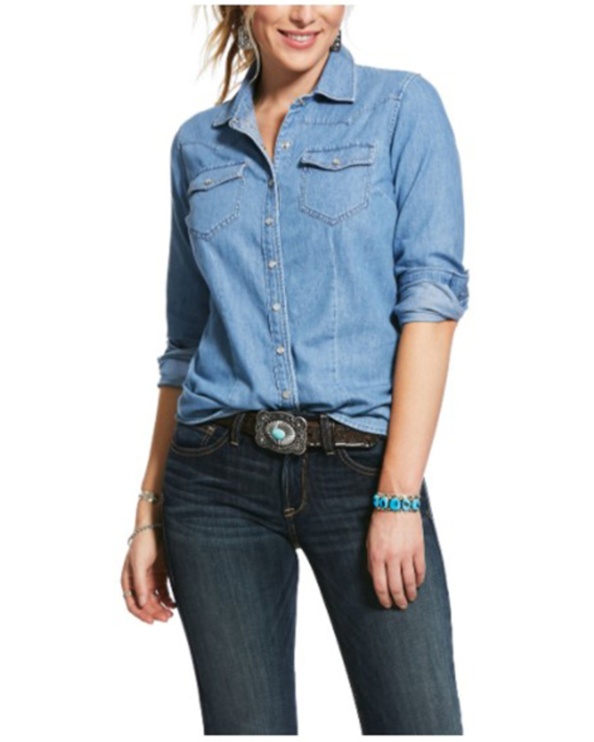 jean ruffle shirt