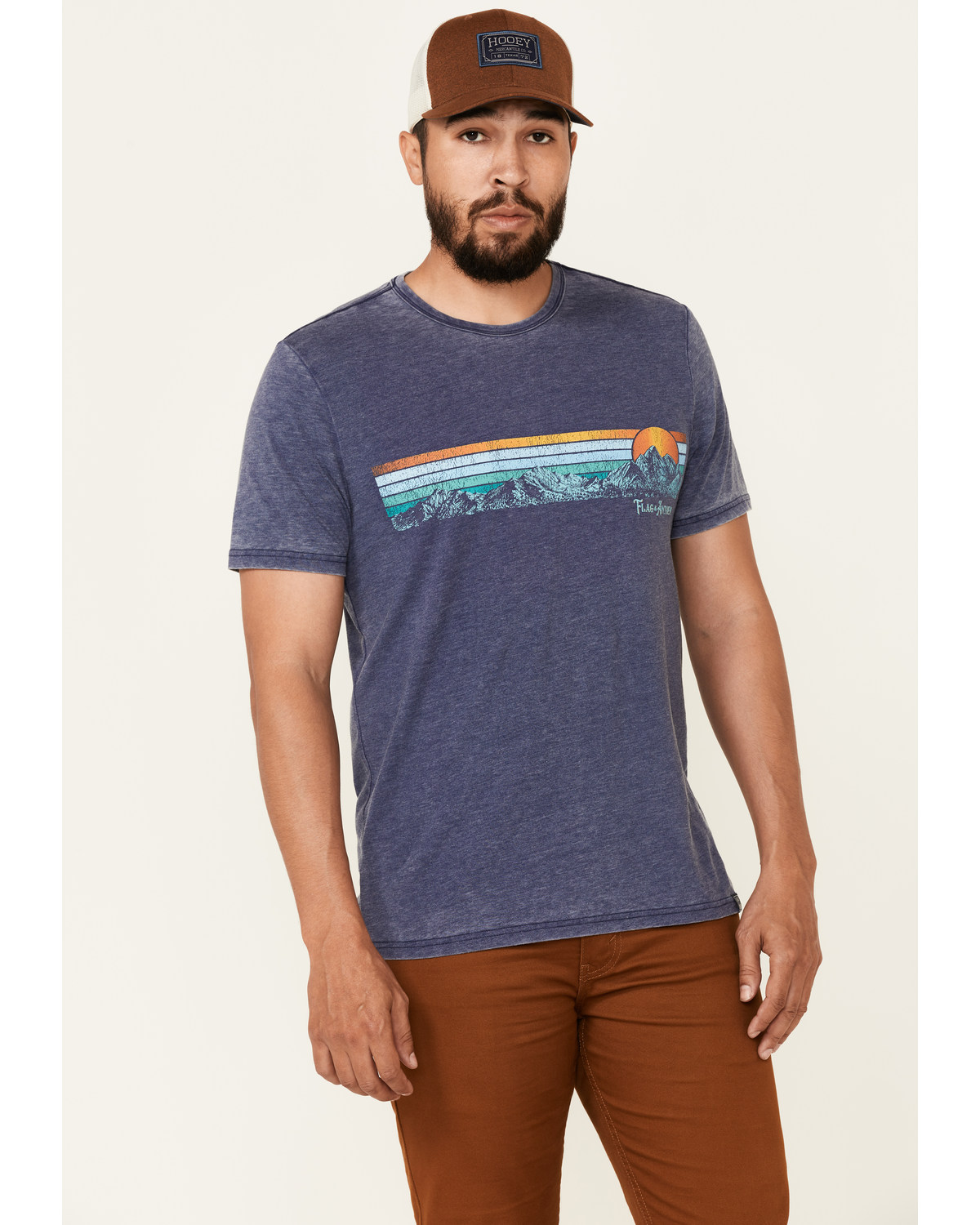 Flag & Anthem Men's Mountain Panorama Sunset Graphic Burnout Short Sleeve T-Shirt