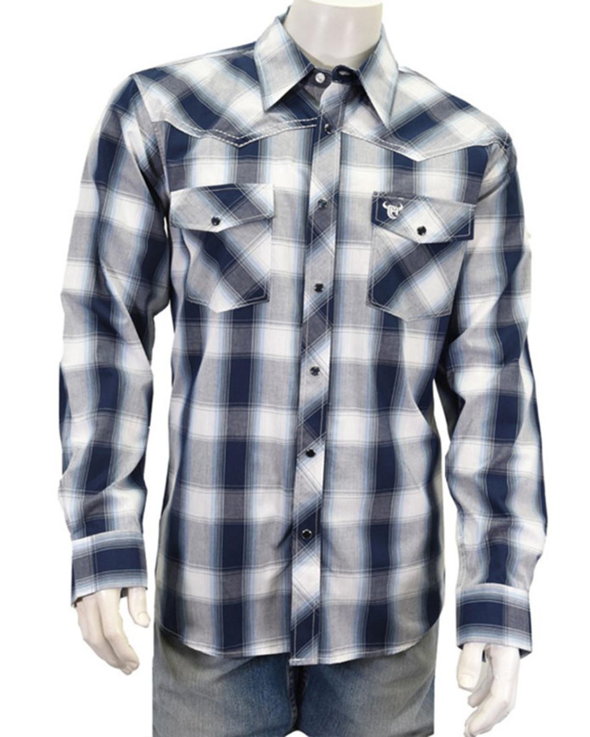 Cowboy Hardware Men's Hombre Plaid Print Long Sleeve Snap Western Shirt
