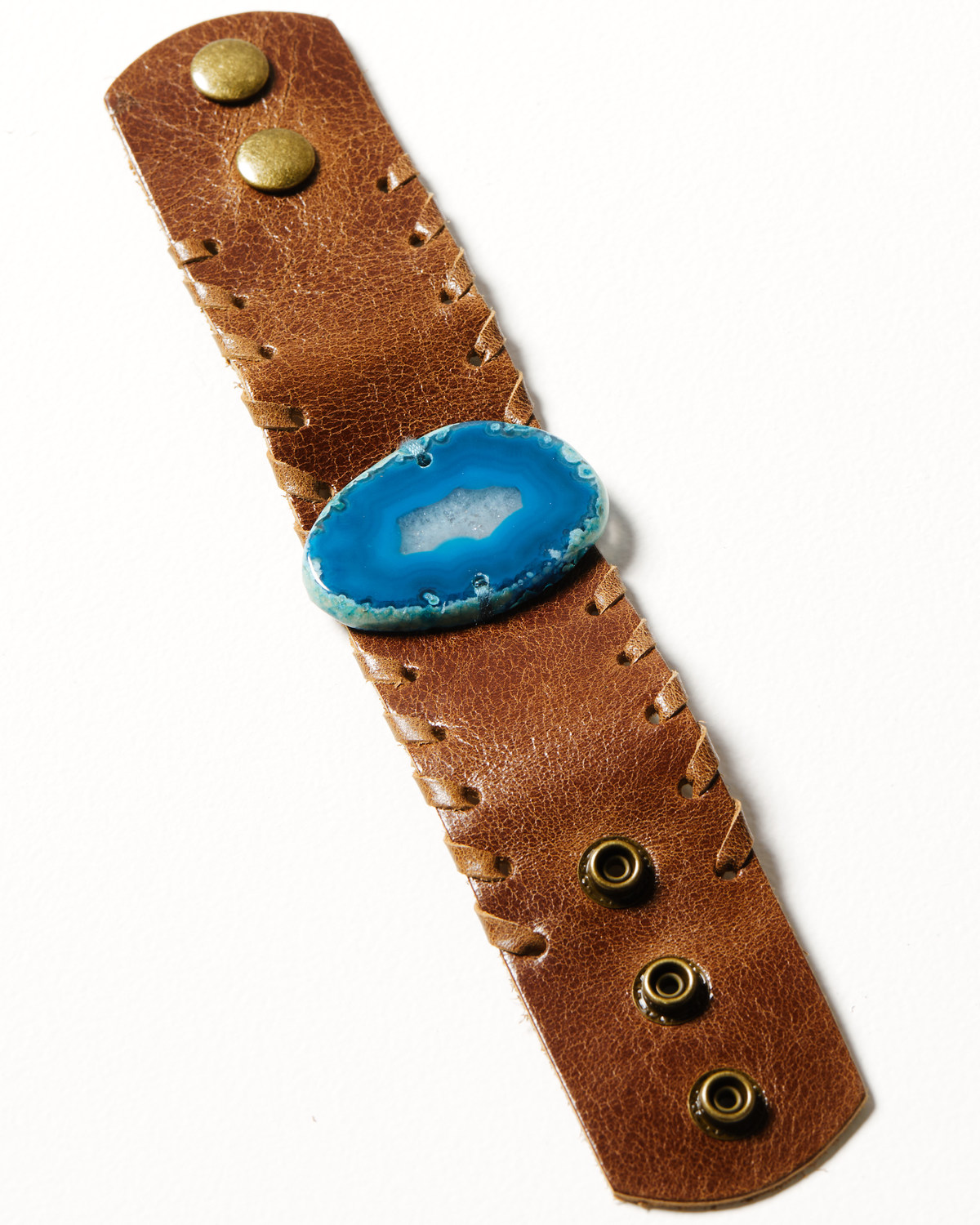 Shyanne Women's Monument Valley Blue Agate Leather Cuff Bracelet