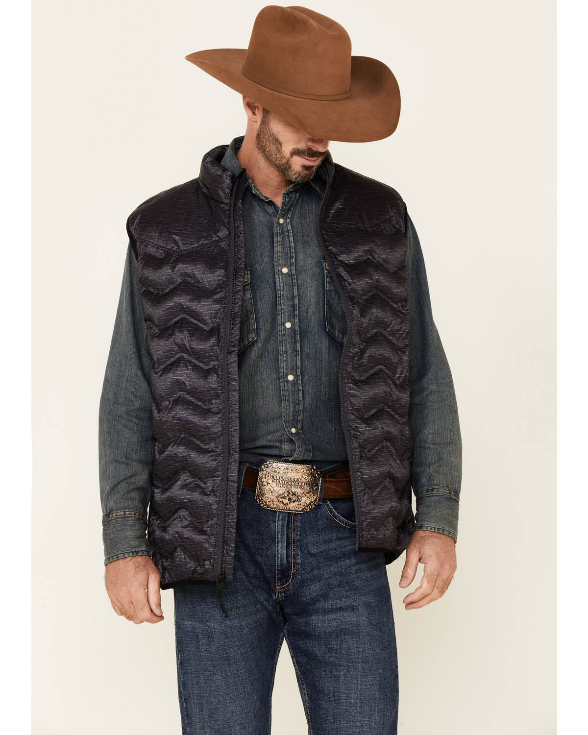 Cody James Core Men's Heather Charcoal Midnight Heat Sealed Zip-Front Puffer Vest