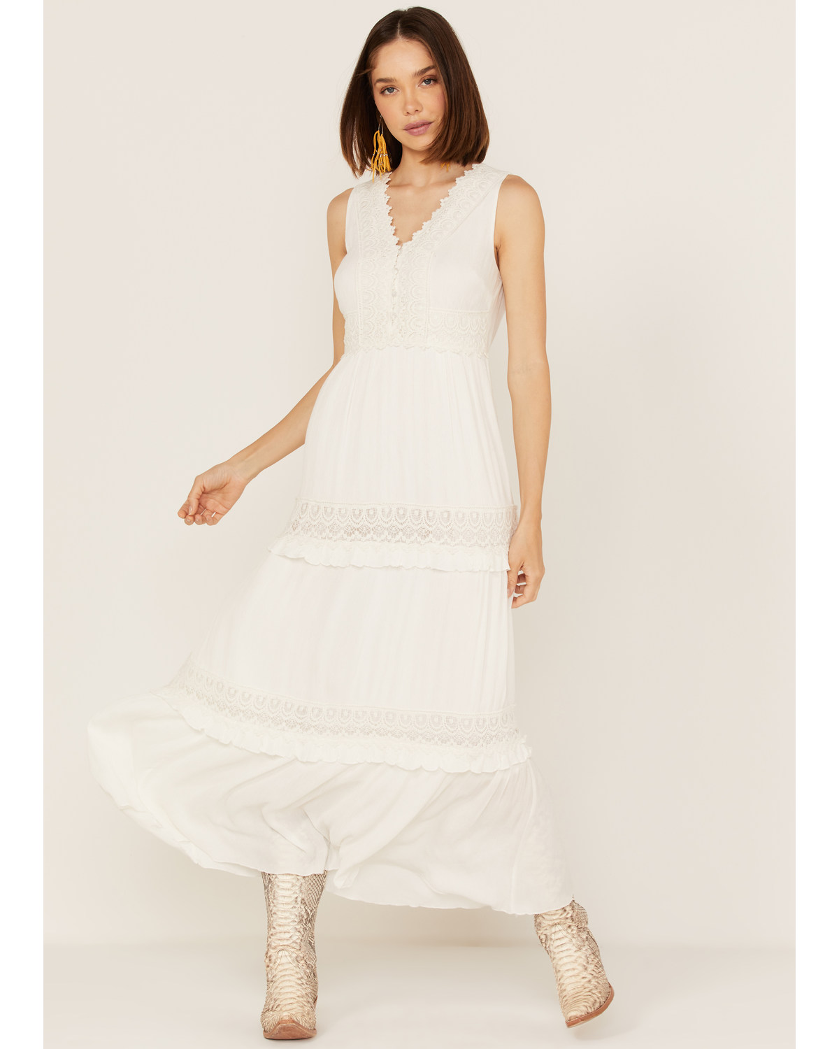 Cotton & Rye Women's Tiered Lace Maxi Dress