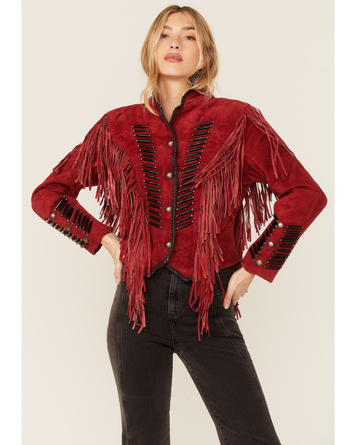red suede fringe jacket