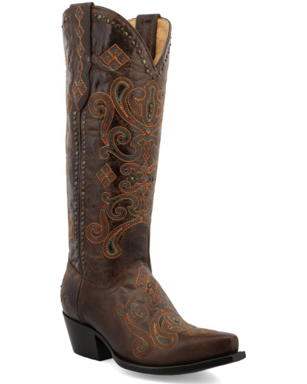 Black Star Women's Lockhart Embroidered Leather Western Boot - Snip Toe