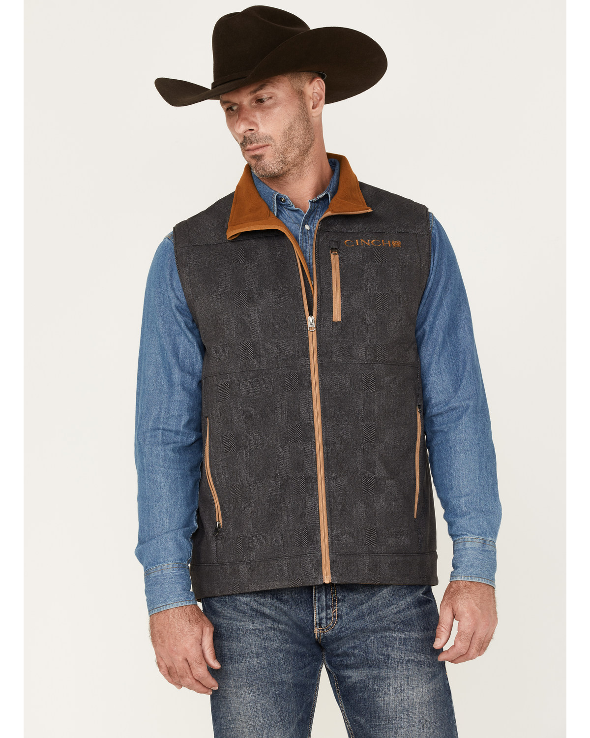 Cinch Men s Herringbone Concealed Carry Zip Front Softshell Vest Boot Barn in Tustin CA