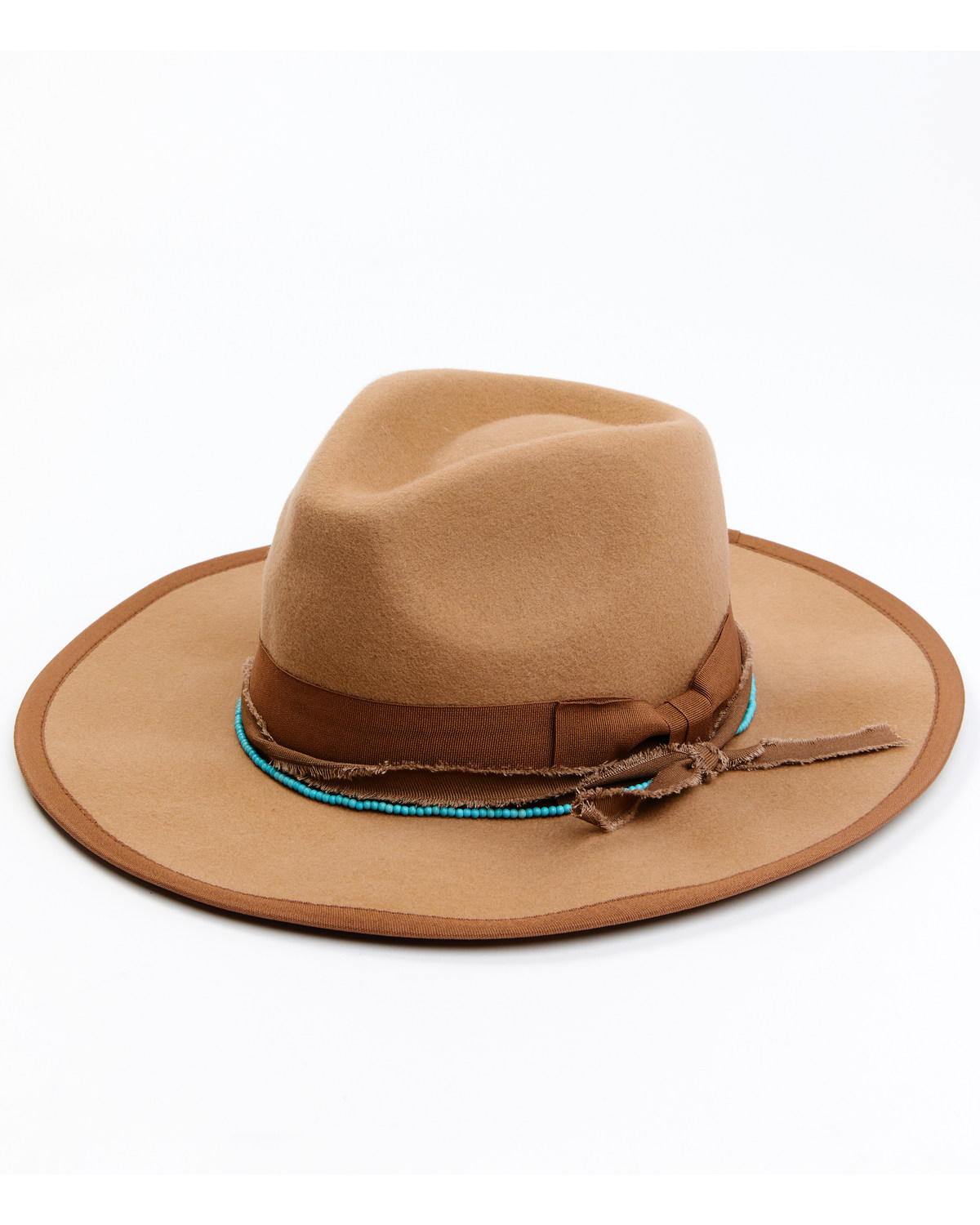 Shyanne Women's Rancher Tonal Ribbons & Turquoise Bead Fedora Hat