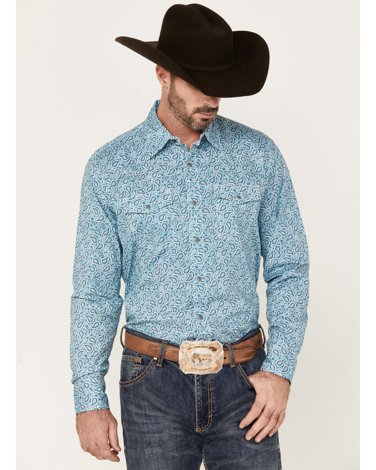 Wrangler 20x Men's Paisley Print Long Sleeve Snap Western Shirt