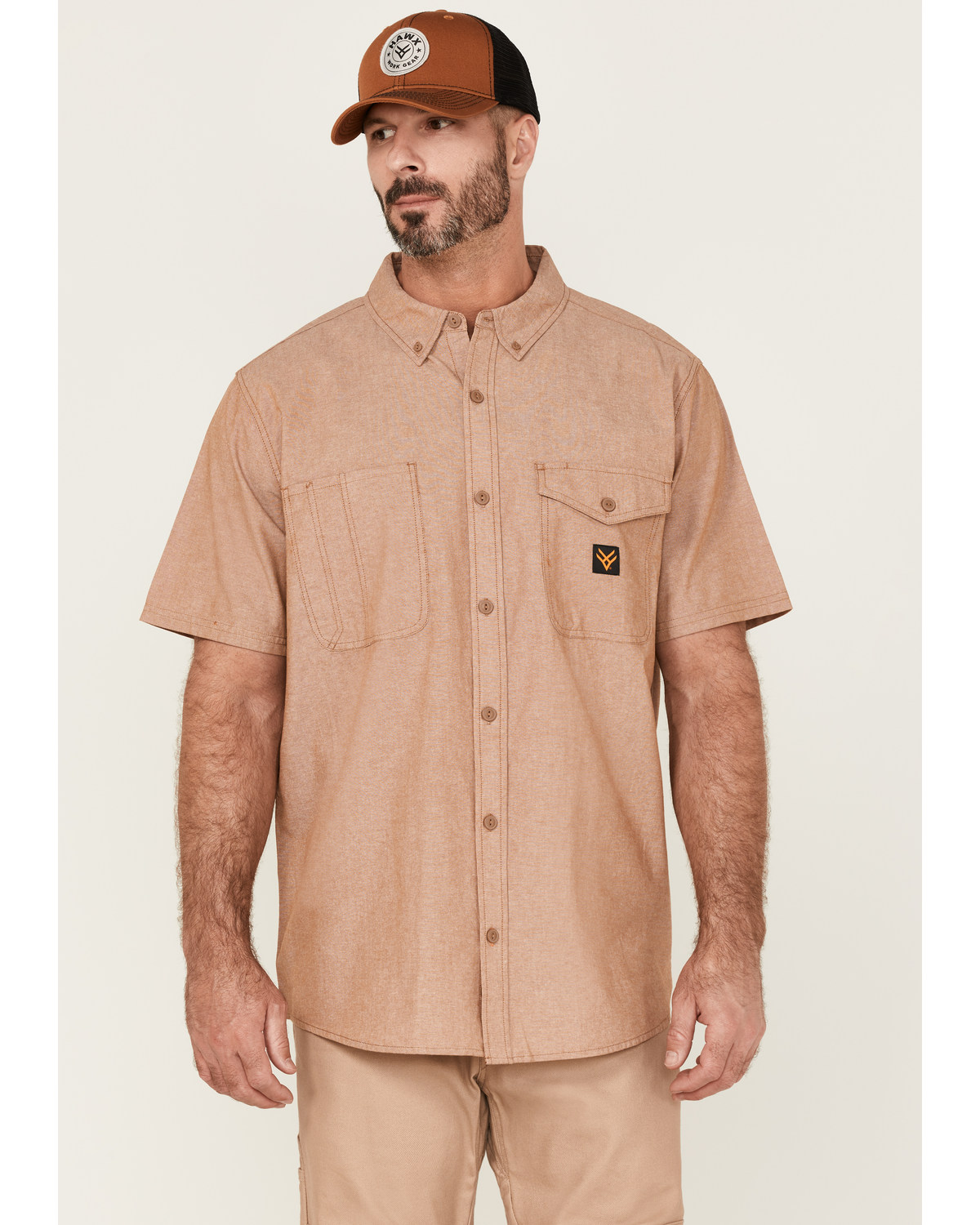 Hawx Men's Solid Short Sleeve Button-Down Work Shirt