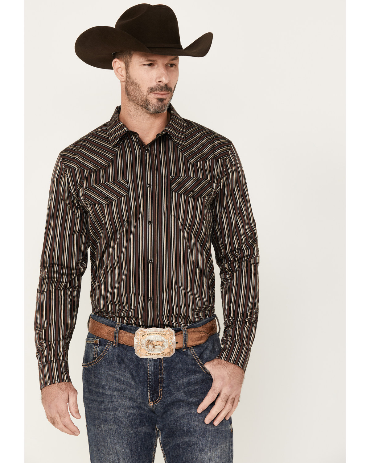 Gibson Men's Hideout Striped Long Sleeve Snap Western Shirt