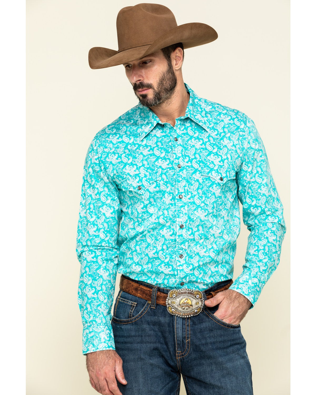 Turquoise Paisley Print 