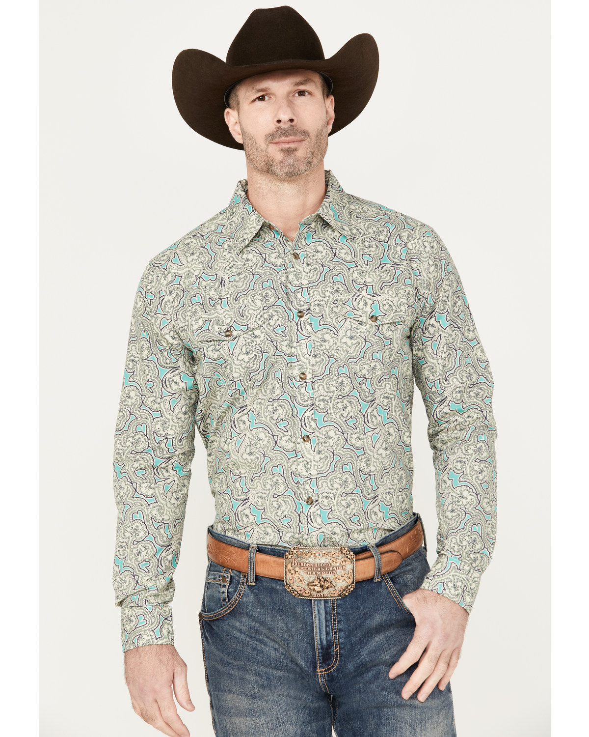 Gibson Trading Co. Men's Jackpot Paisley Print Long Sleeve Western Snap Shirt