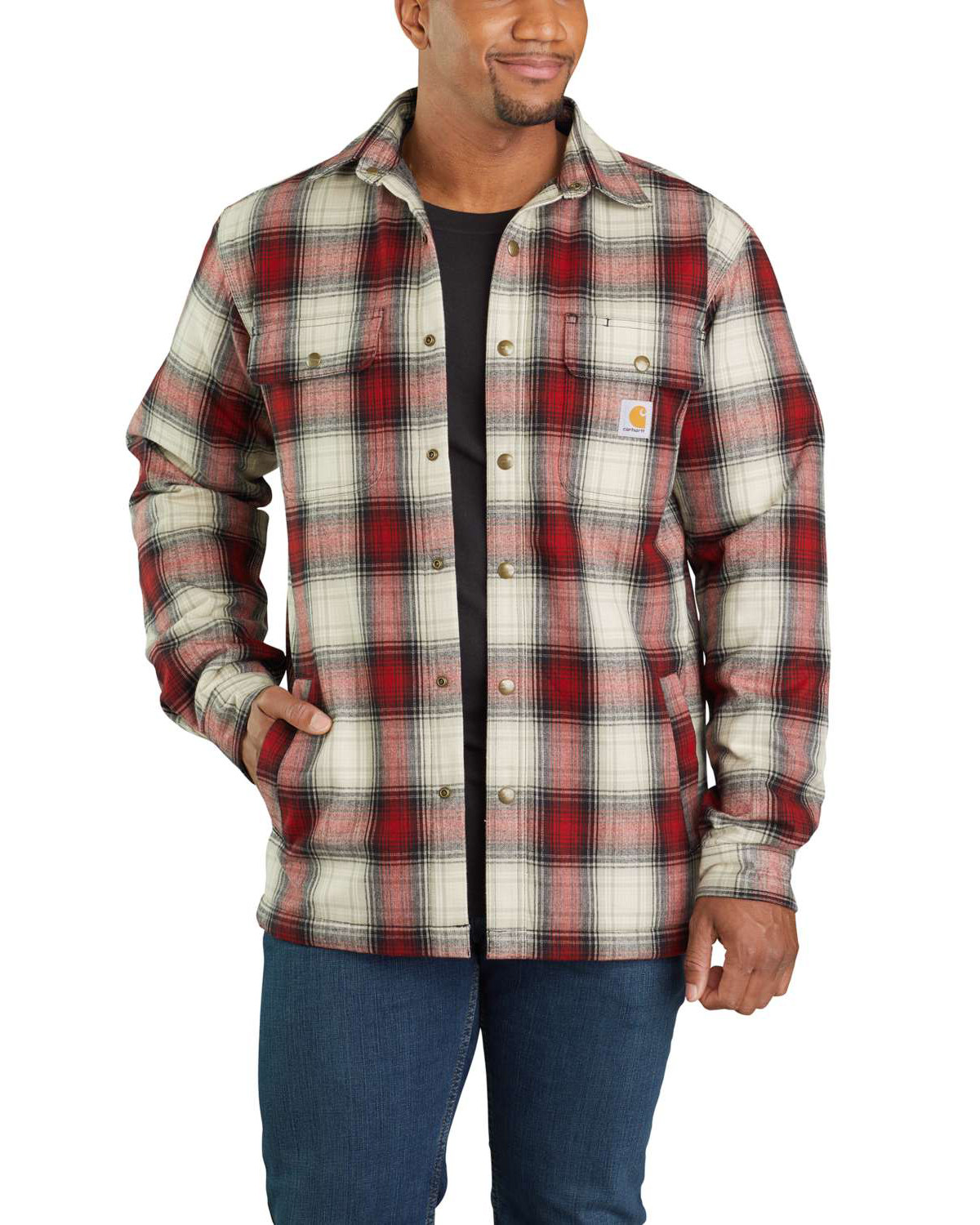Carhartt Men's Red Hubbard Flannel Long