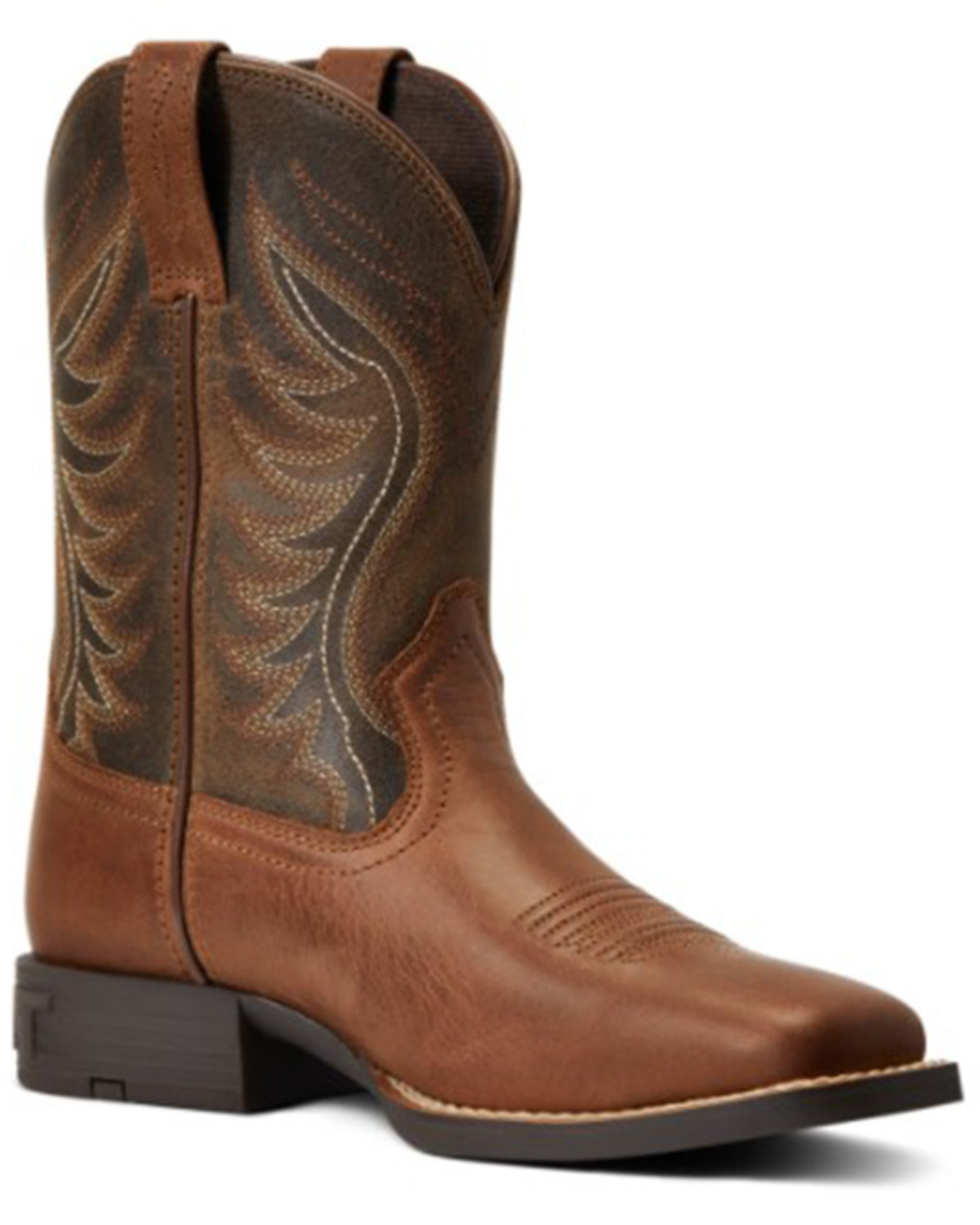 Ariat Boys' Amos Leather Western Boot - Broad Square Toe