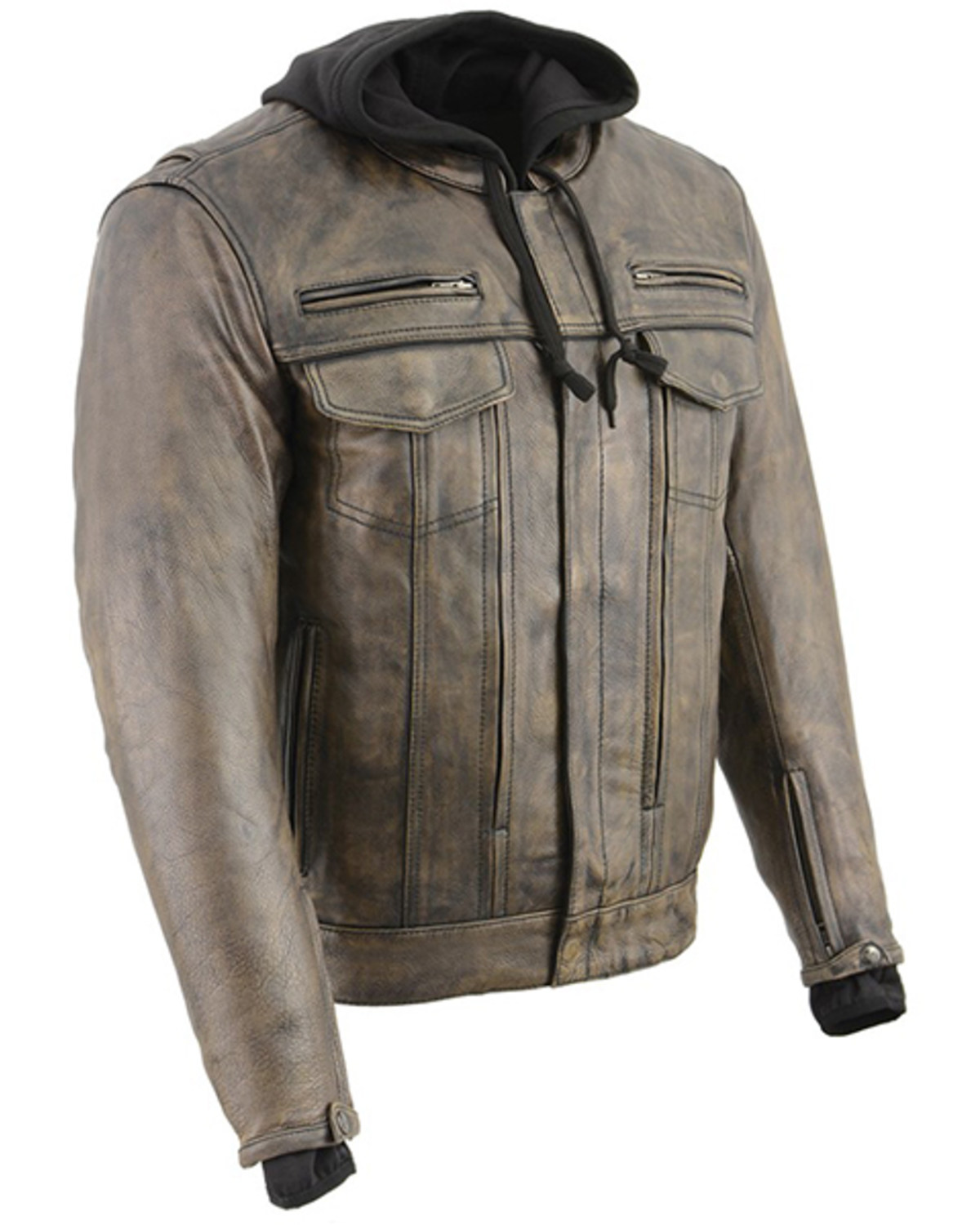 Milwaukee Leather Men's Distressed Utility Pocket Ventilated Concealed Carry Motorcycle Jacket