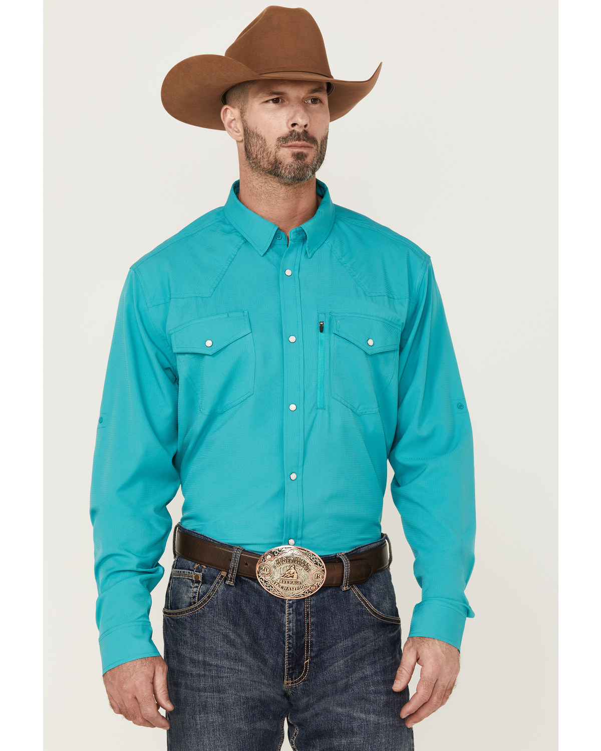 RANK 45® Men's Roughie Tech Long Sleeve Pearl Snap Western Shirt