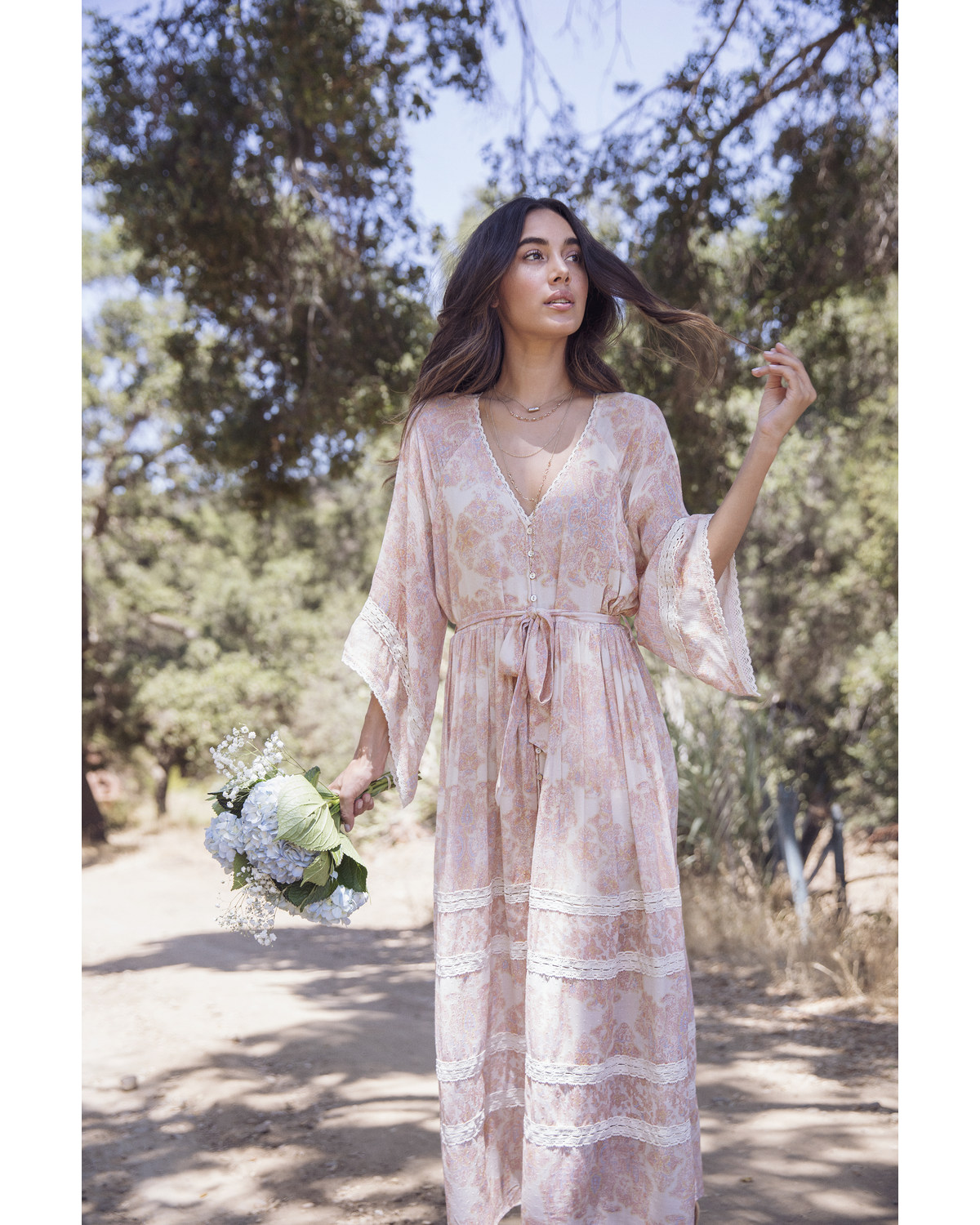 maxi dresses with bell sleeves