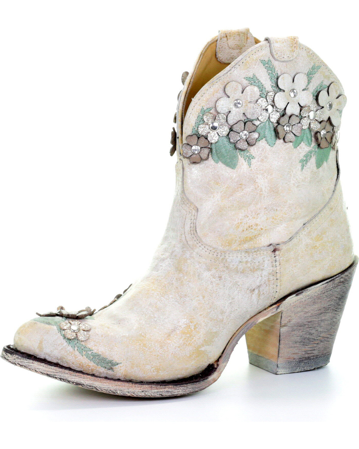 white booties rounded toe