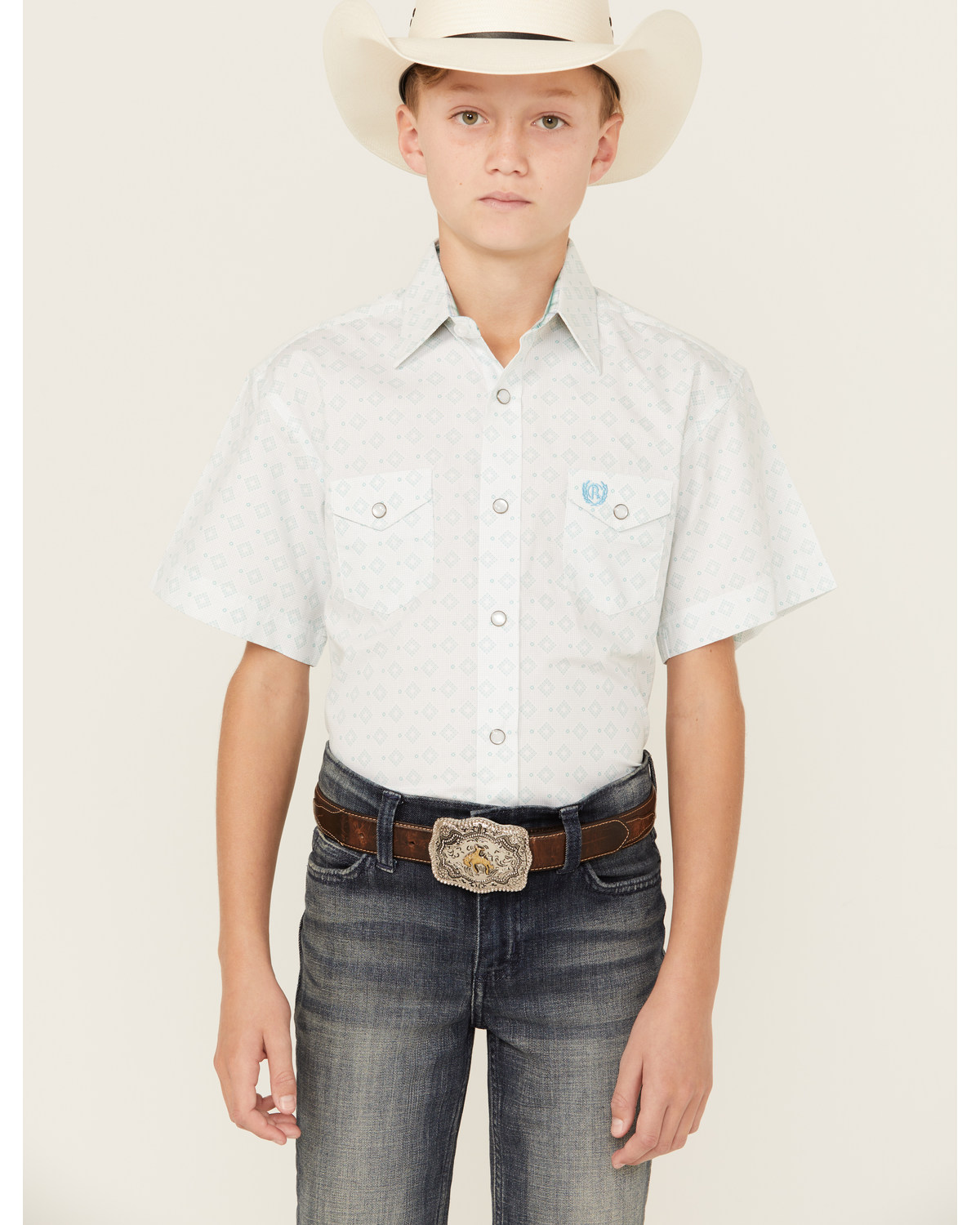 Boys white western shirt top