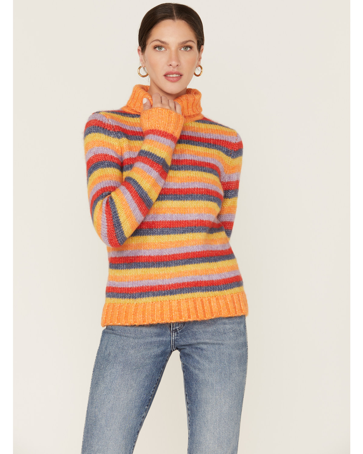Wrangler Women's Stripe Knit Turtleneck Sweater
